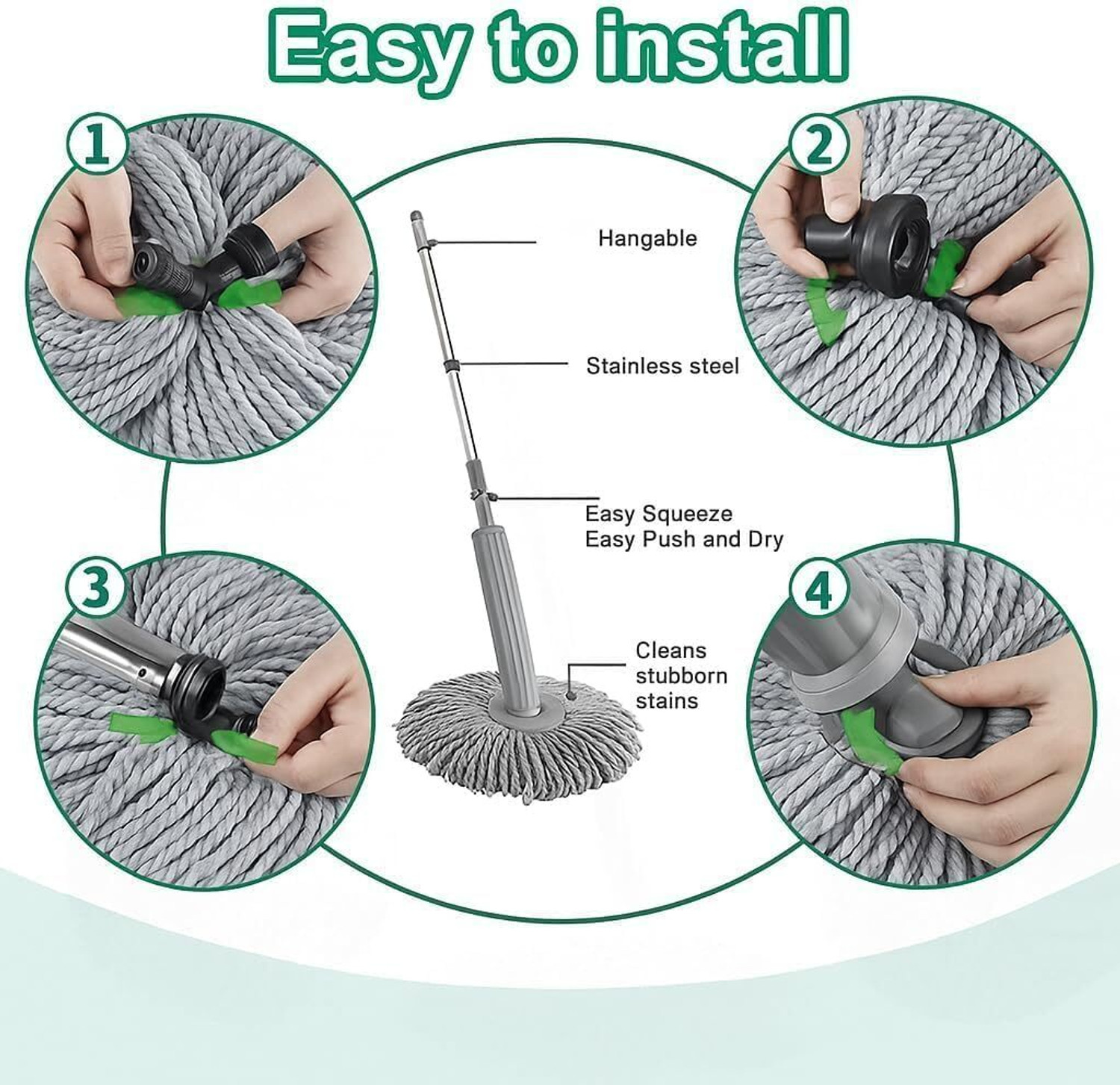 Image of MAAUVTOR 360Microfiber Twist Mop Floor Cleaner Super Absorbent household Dust Cleaning Microfibre Wet and Dry Brush