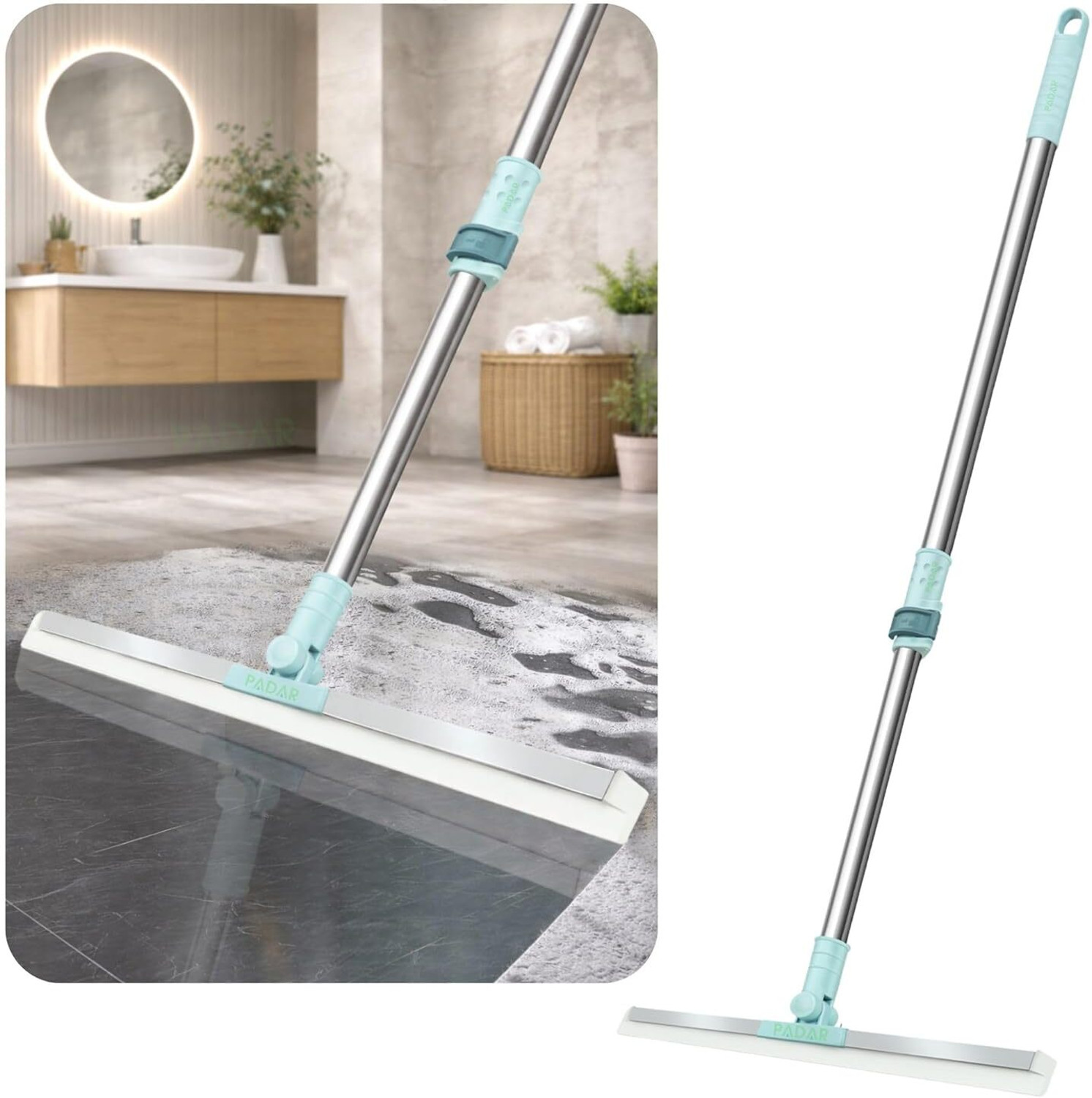Image of VELORA Magic Broom Scraping Silicone Floor Squeegee Broom with Long Handle Wiper Wet & Dry Mop