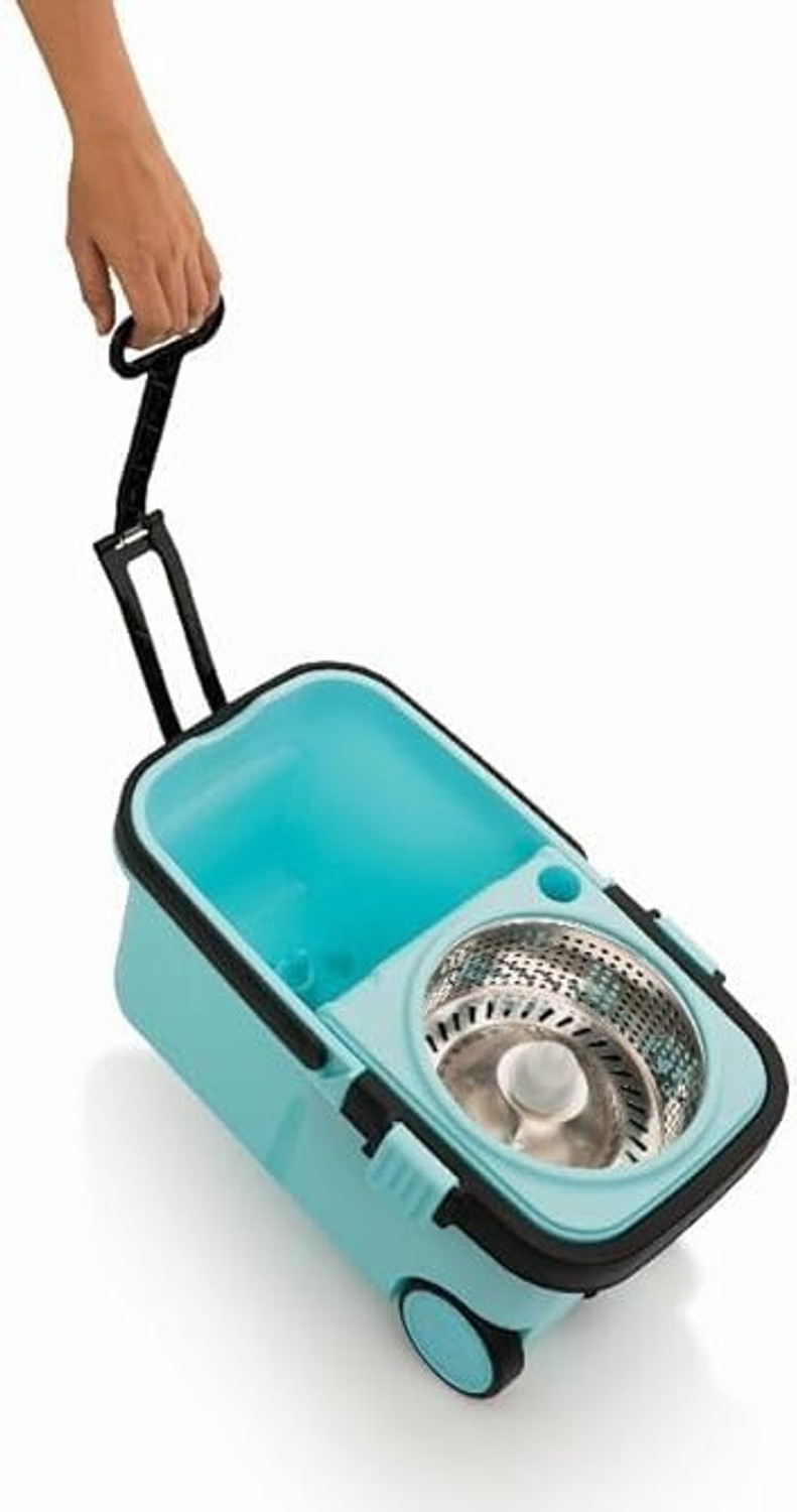 Image of Stysol STEEL SPINNER BUCKET MOP 360 REVOLVING CLEANING MOP WITH 2 MICROFIBER REFILL Mop Set
