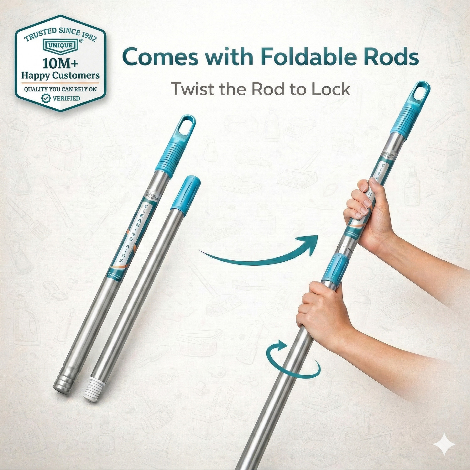 Image of UNIQUE Premium Teeny floor wiper for Bathroom cleaning (12x36 in) metal rod & EVA blade Floor Wiper