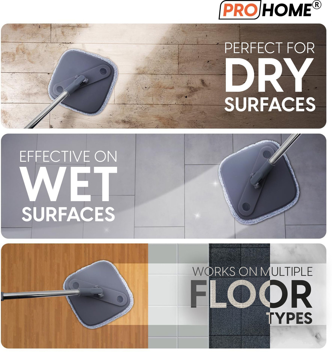 Image of ProHome Easy Press Flat Mop & Bucket Set Mop Set
