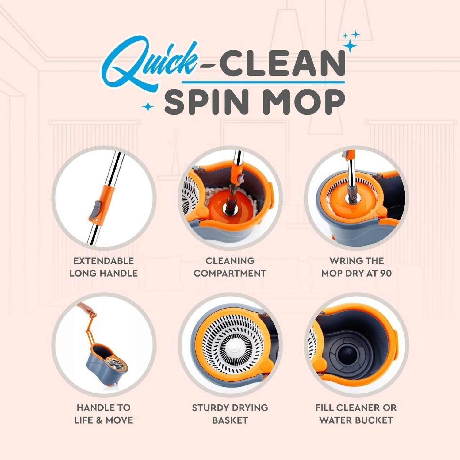 Image of Flipkart SmartBuy Gamma with 360 Spinner 2 Microfiber heads & Twin Bucket Head and Refill