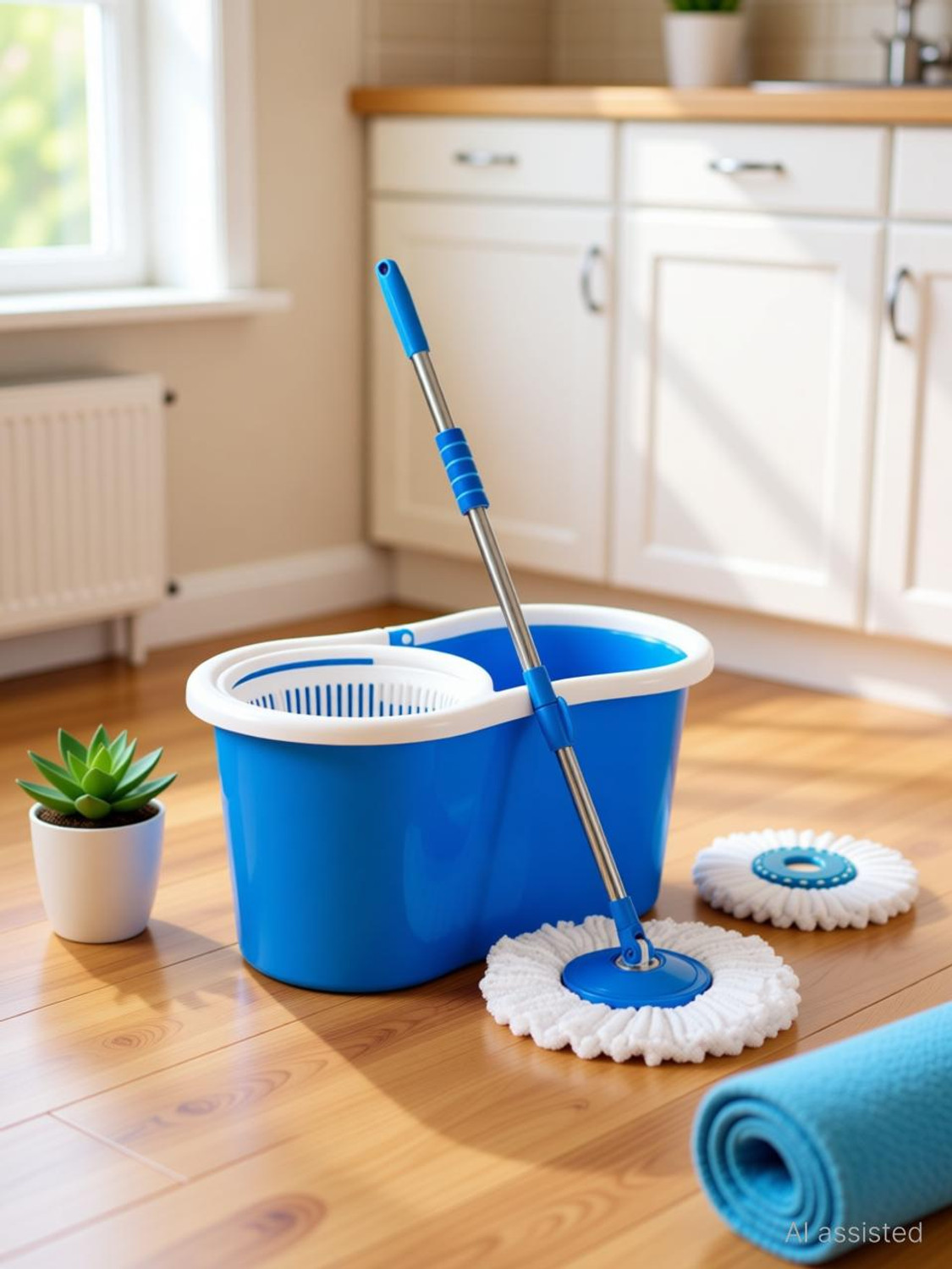 Image of Ayush Premium 360 Degree Self Spin Wringing With 2 Super Absorbers Mop Set, Mop, Cleaning Wipe Mop Rod