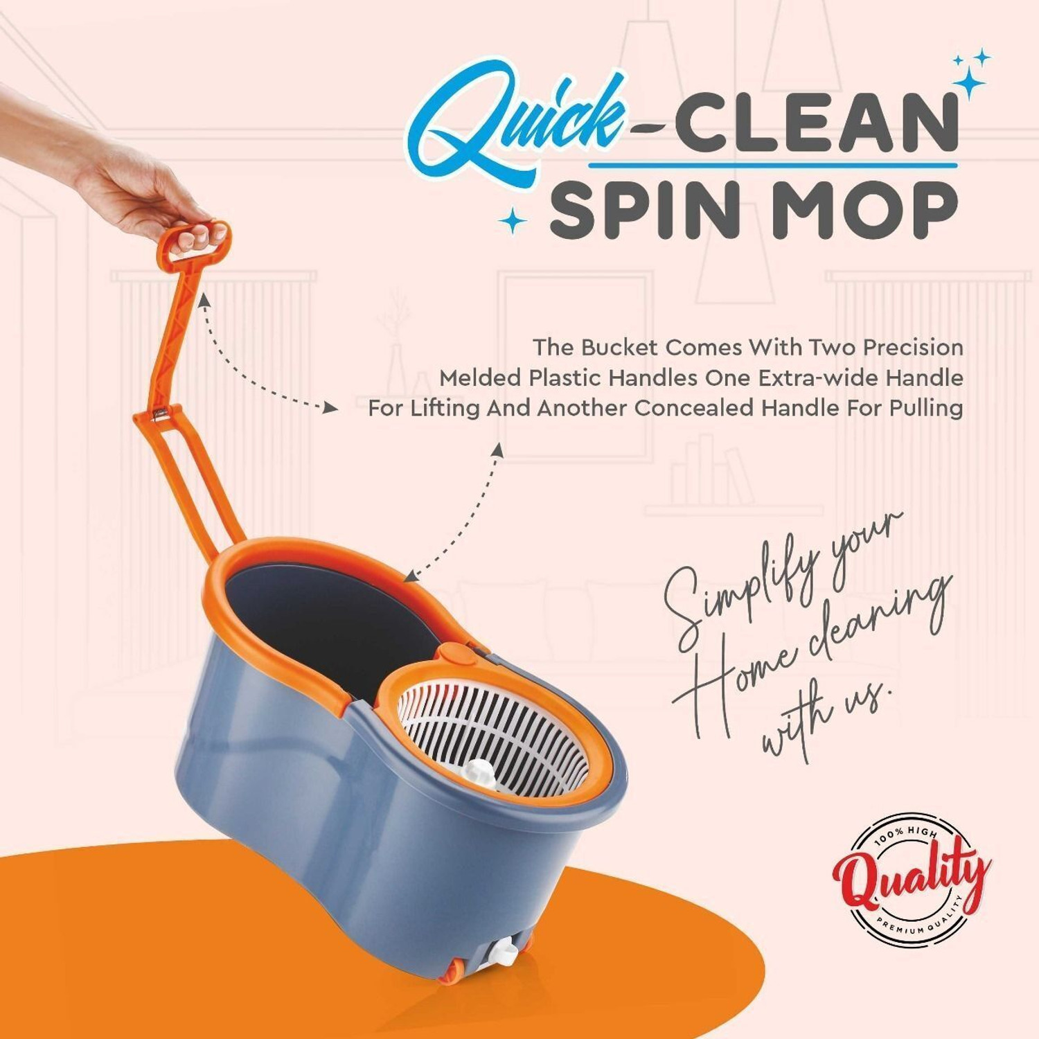 Image of Flipkart SmartBuy Gamma with 360 Spinner 2 Microfiber heads & Twin Bucket Head and Refill