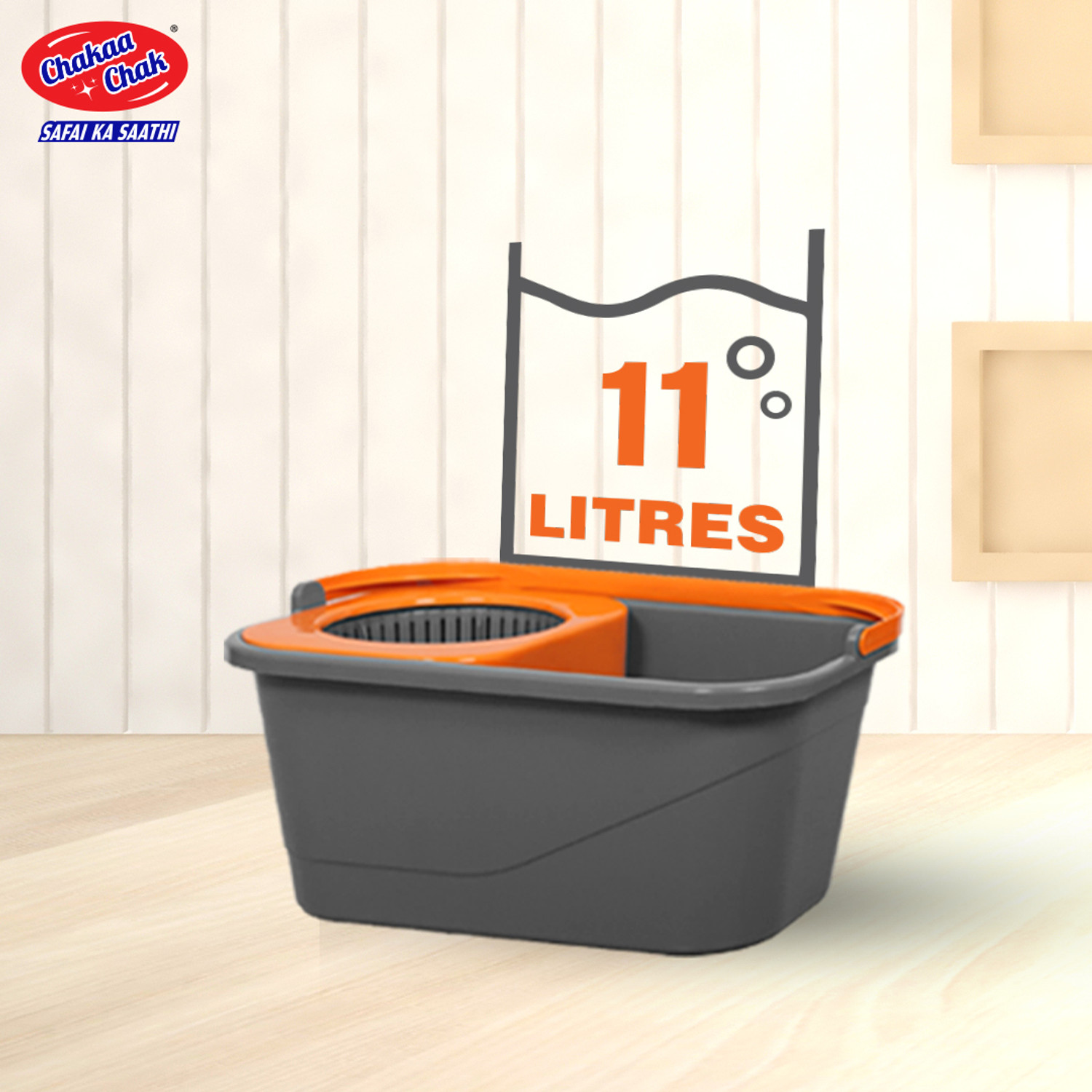 Image of Chakaachak Rotolite Spin Bucket MOP,For Floor,Home & Office Surface Cleaning Mop Set (Orange, Grey)