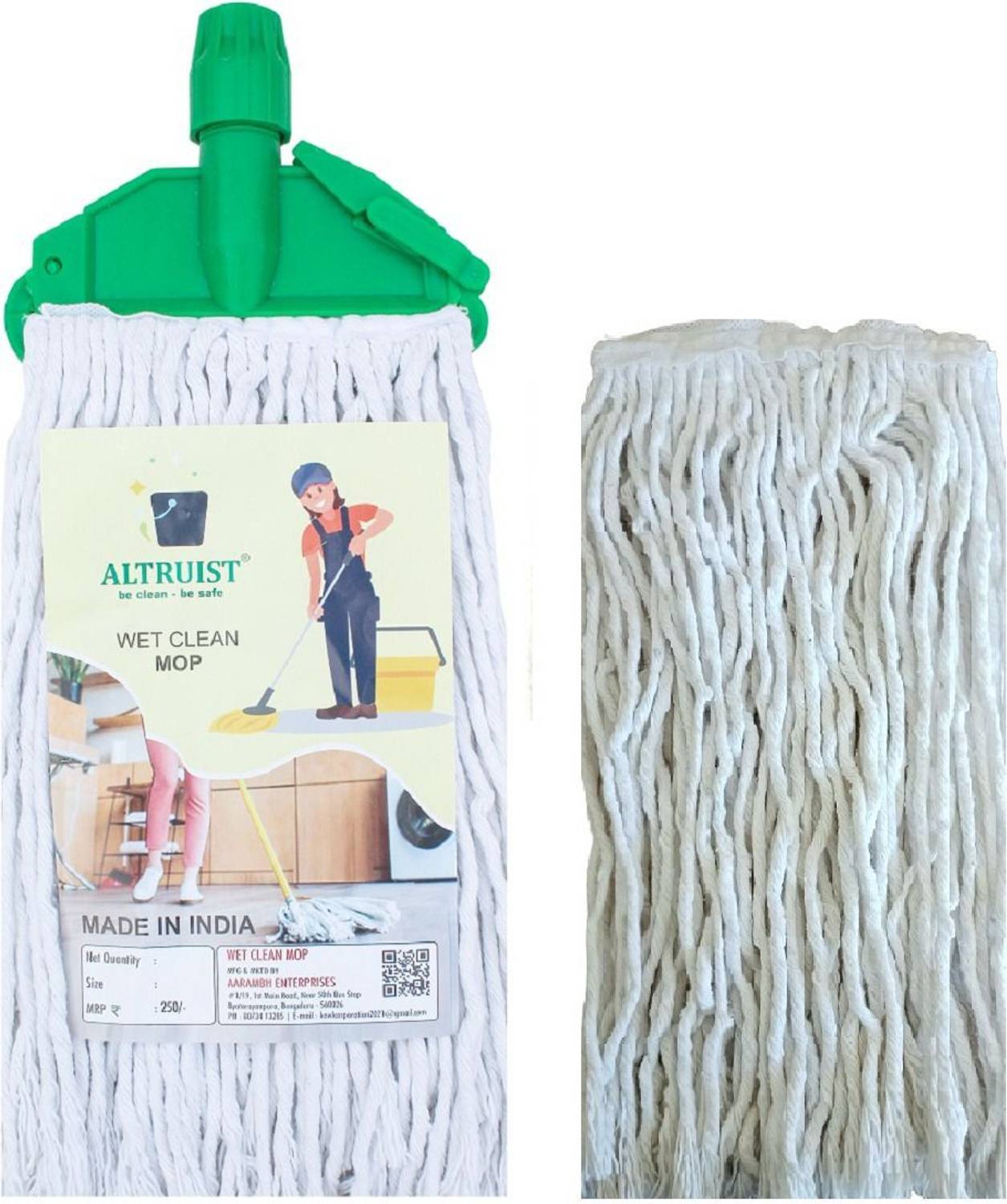 Altruist Super water Absorption Cotton Wet Mop Head with 1 Extra Refill Head and Refill