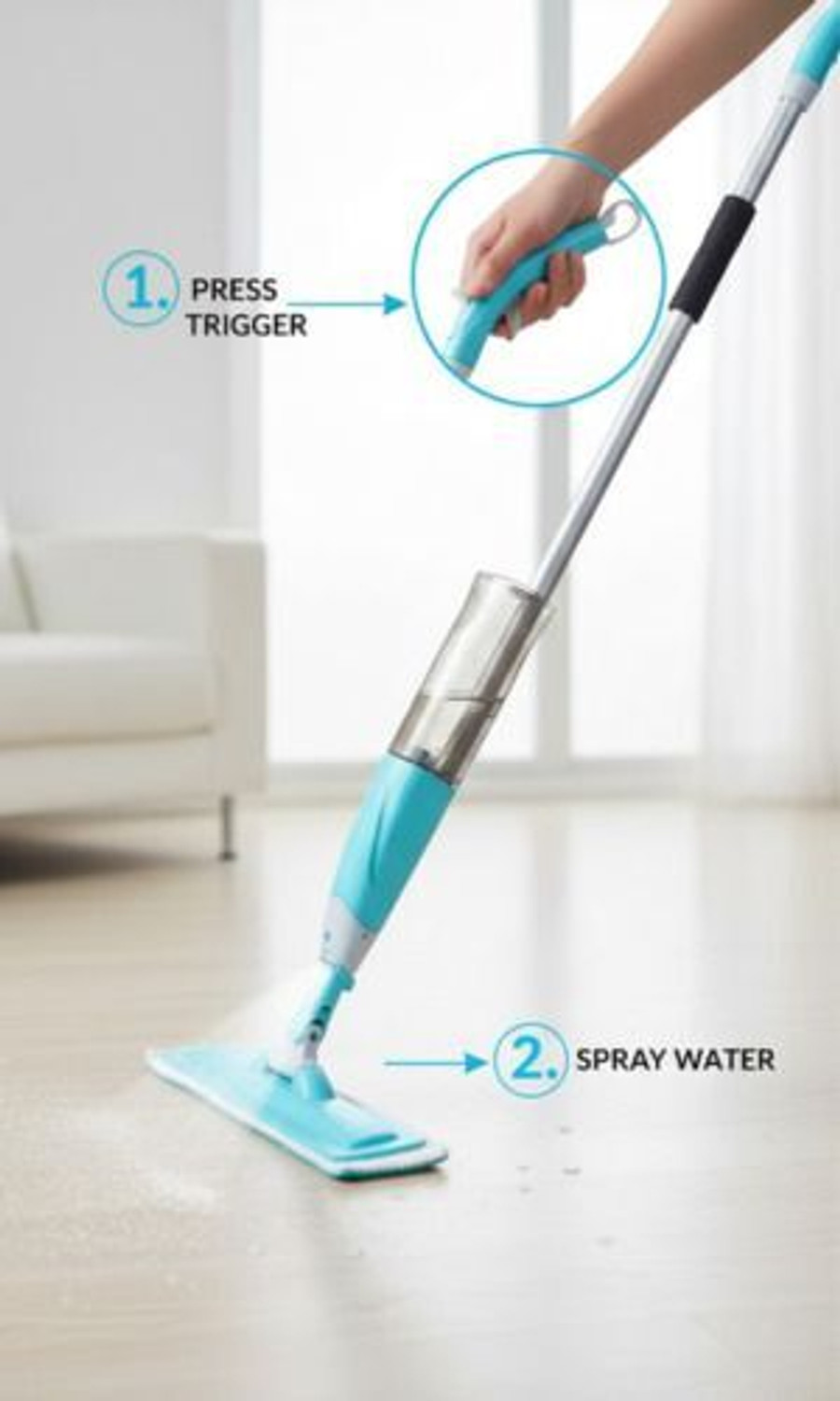 Image of SHRI URVI ENTERPRISE Spray Mop for Floor Cleaning, Floor Mop with a Refillable Spray Bottle String Mop