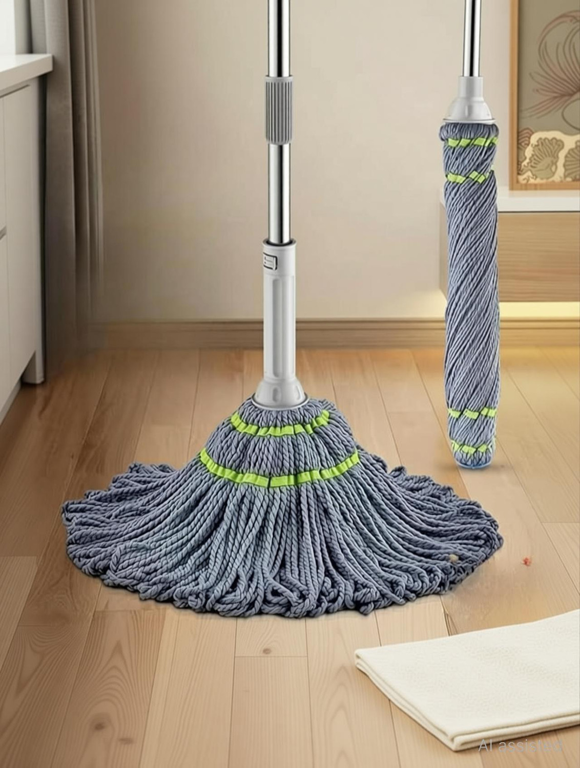 Image of GARBIFY Twist Mops for Floor Cleaning, Microfiber Floor Mop Set Wet and Dry Brush Dust Mop