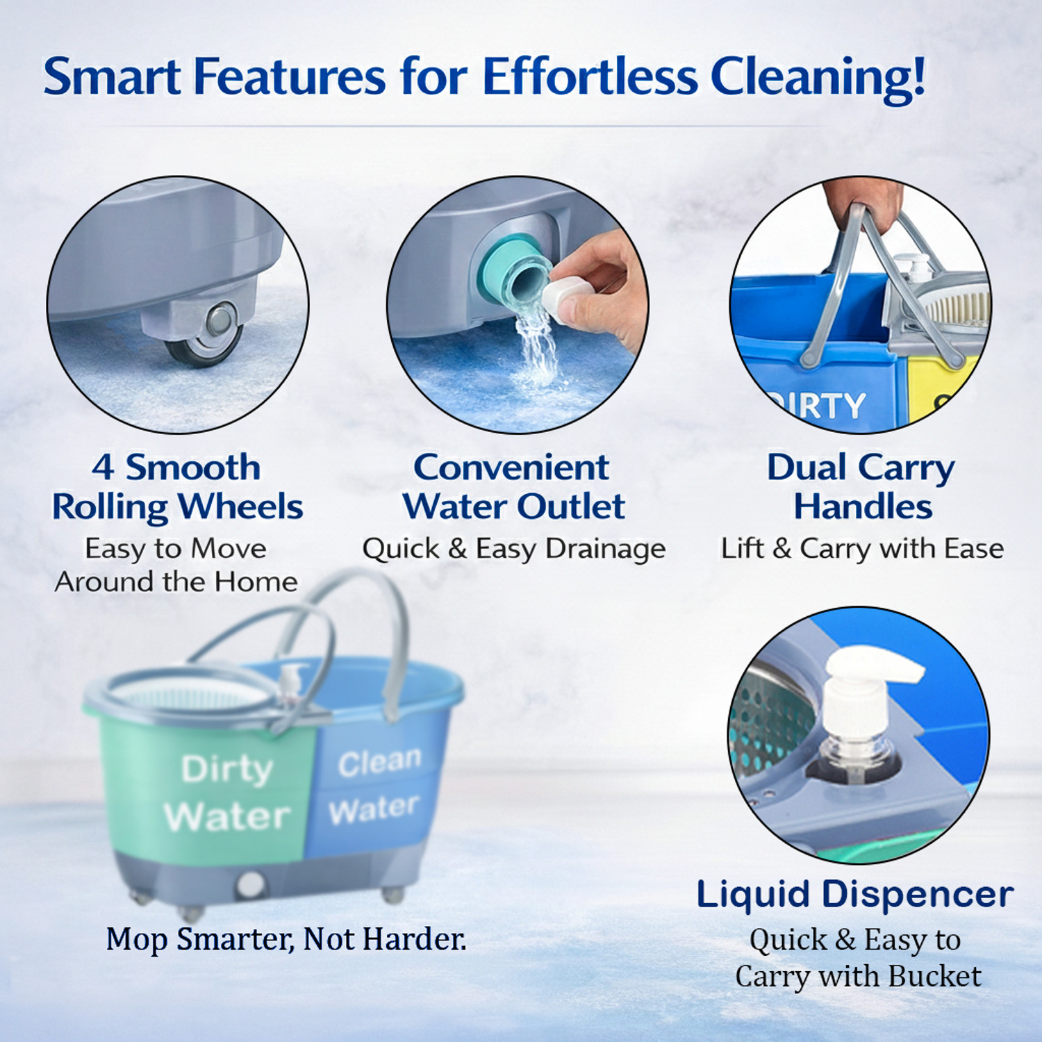 Image of V-MOP Premium C-Green Deluxe Jumbo Spin Mop Bucket with ( 3 Refill ) Wet & Dry Mop