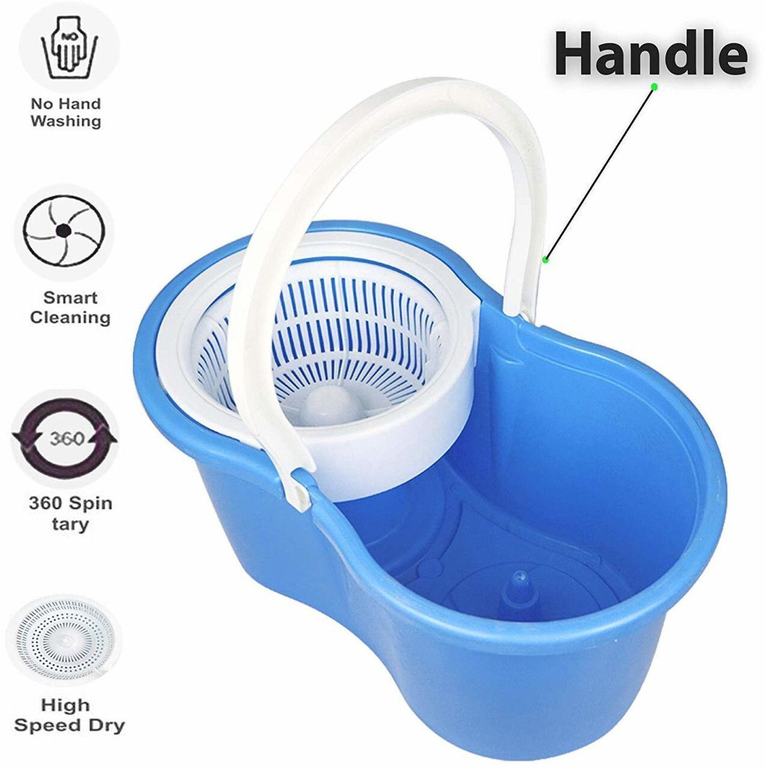 Image of Ayush Premium 360 Degree Self Spin Wringing With 2 Super Absorbers Mop Set, Mop, Cleaning Wipe Mop Rod