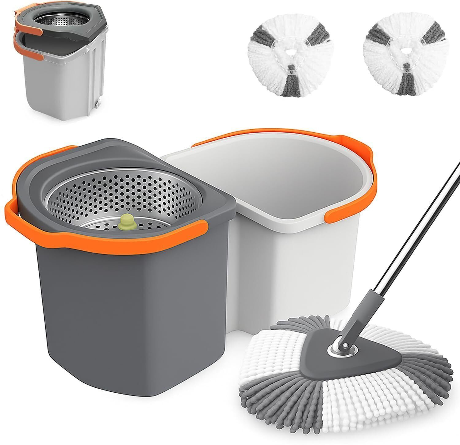 Image of Hemovia 360 Degree Rotation Mop Set with Bucket, Floor Mop Complete Set with Adjustable Mop Set
