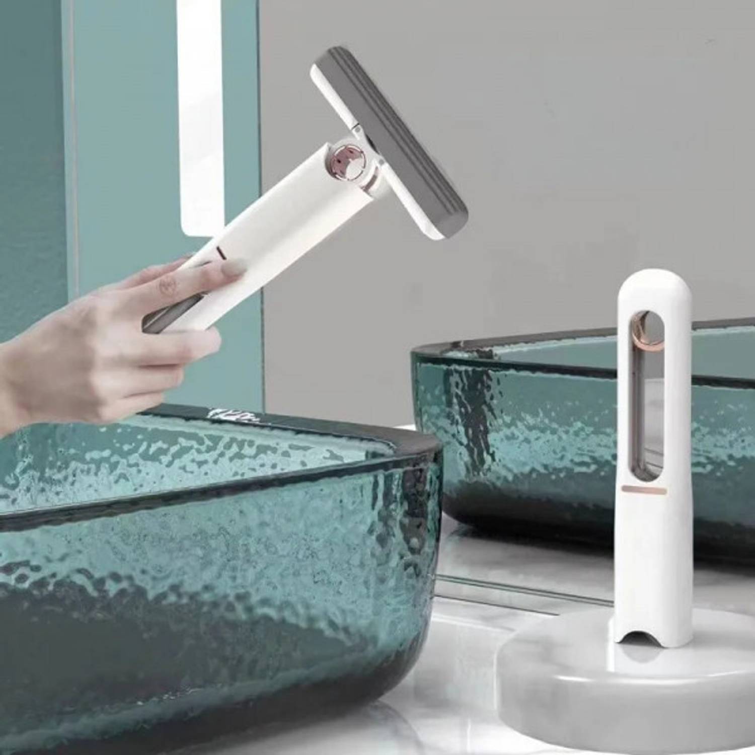 ARANKA Portable Mini Squeeze Sponge Mop Folding Car Window Wall Desk Household Cleaner Mop