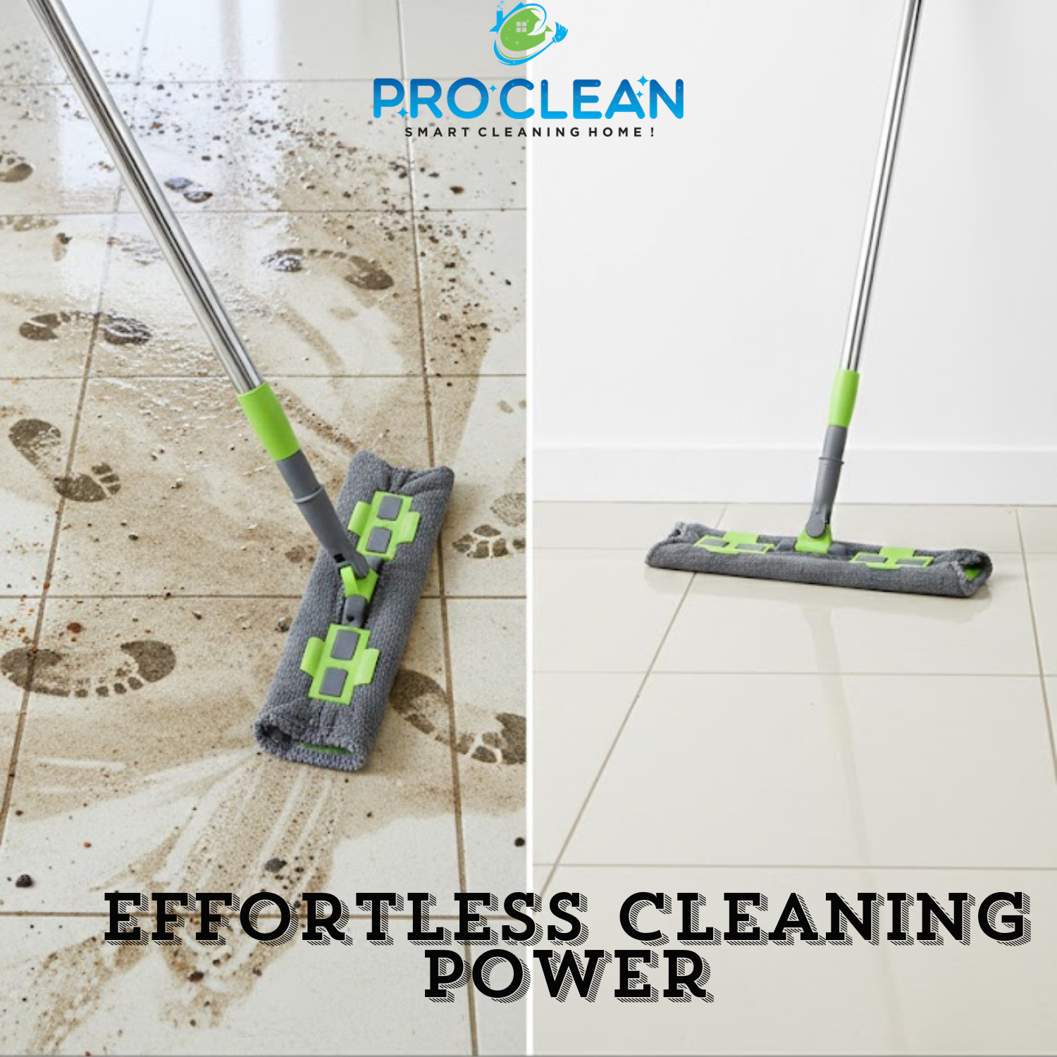 Image of PROCLEAN ProClean 360 Degree Flat Mop with SS Telescopic Pipe for Floor Cleaning Wet & Dry Mop
