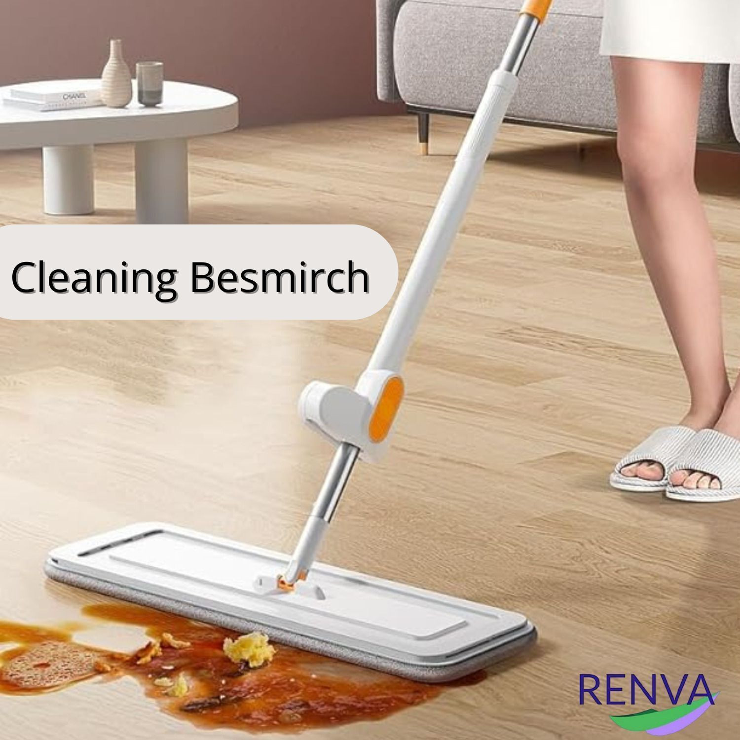Image of RENVA Flat Microfiber Magic Mop for Floor Cleaning,Home Hands Free Squeeze for Floor Flat Mop