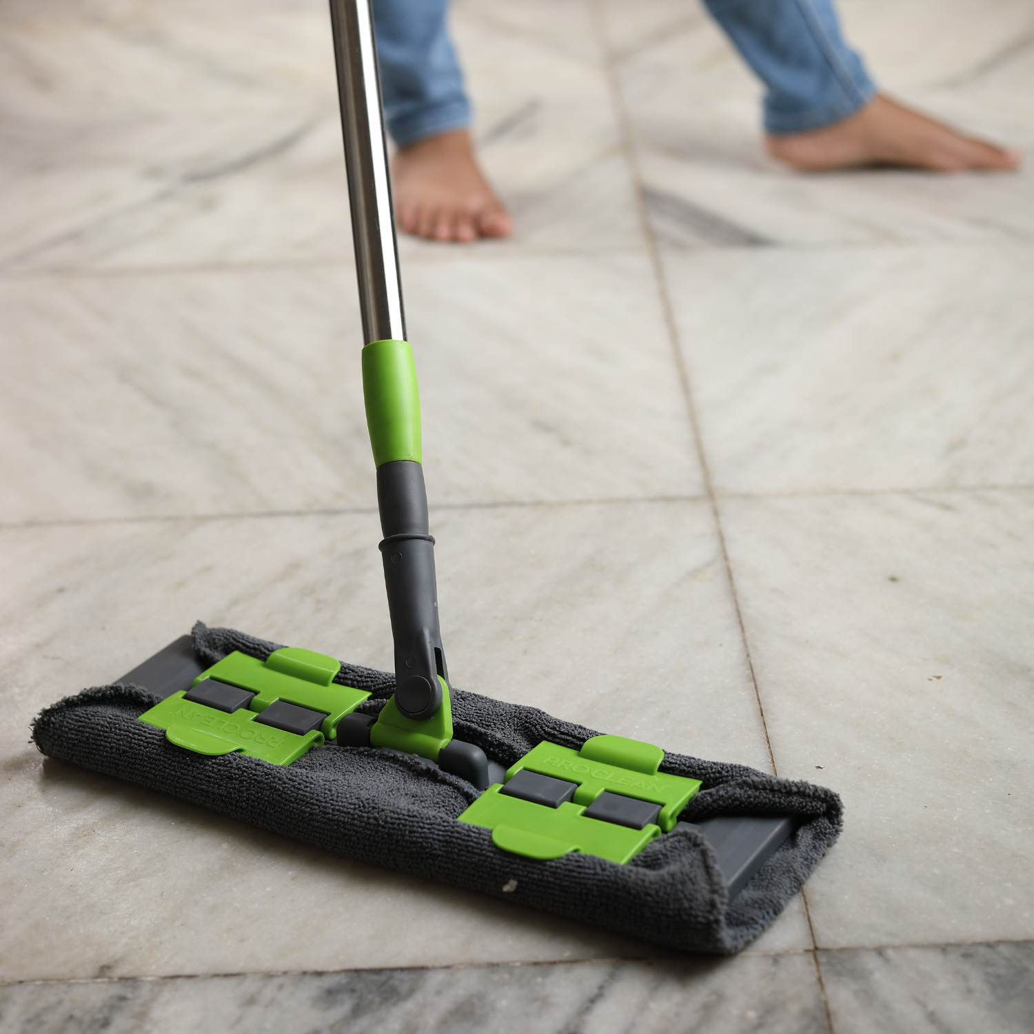 Image of PROCLEAN ProClean 360 Degree Flat Mop with SS Telescopic Pipe for Floor Cleaning Wet & Dry Mop