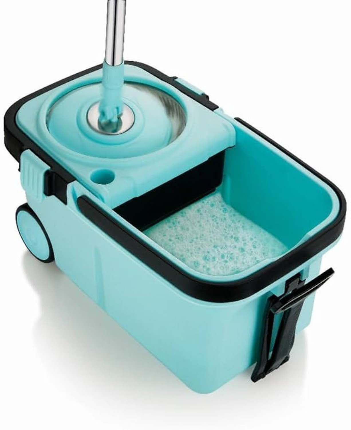 Image of Stysol STEEL SPINNER BUCKET MOP 360 REVOLVING CLEANING MOP WITH 2 MICROFIBER REFILL Mop Set