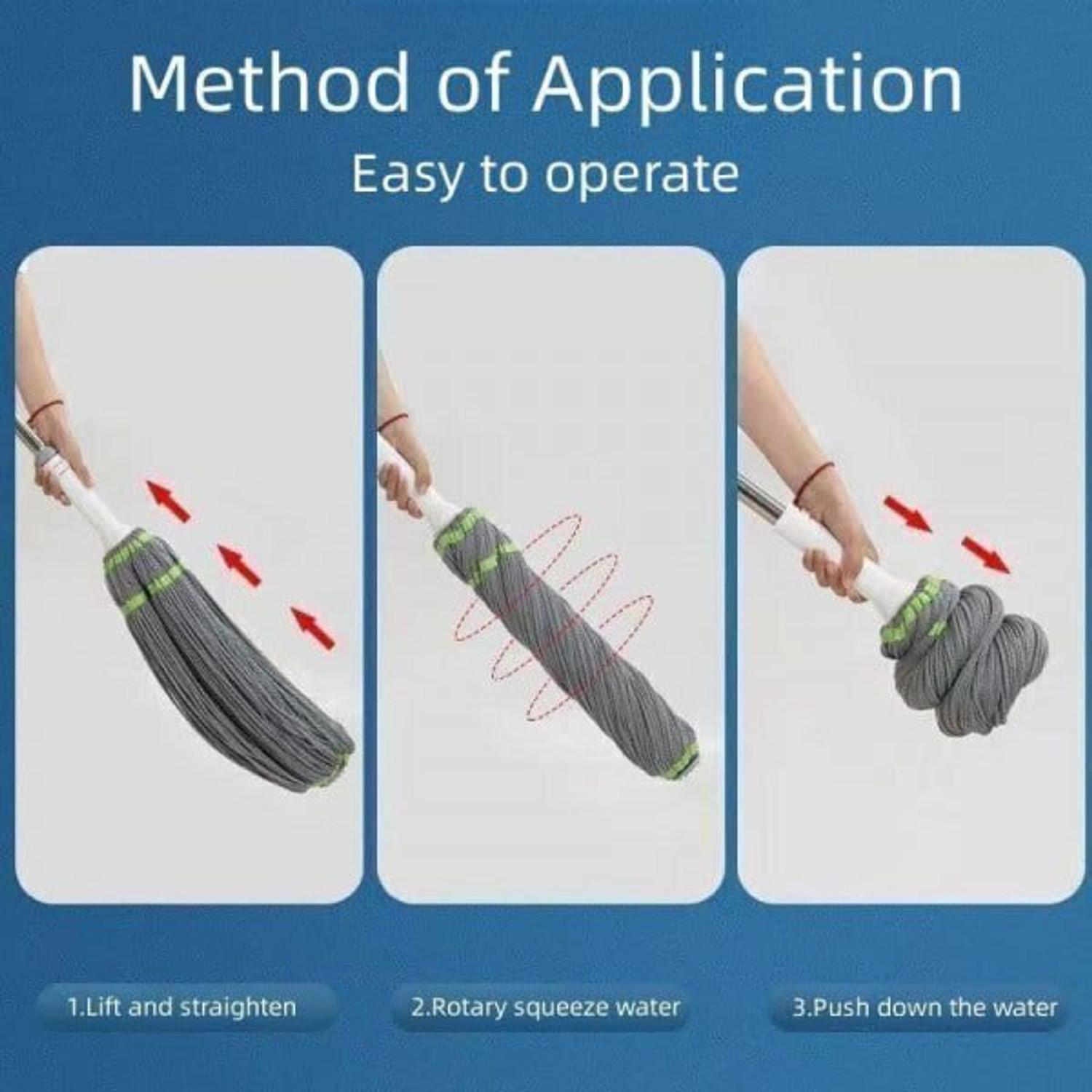 Image of MORDAK Twist Mop wiper Microfiber Twisting Mop Extendable Steel Handle Floor Wiper