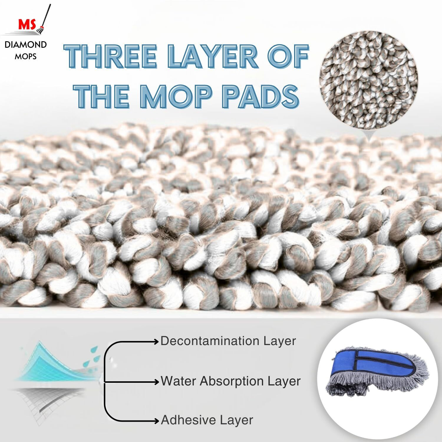 Image of MS Diamond Wet & Dry Flat Floor Cleaning Mop Refill Refill