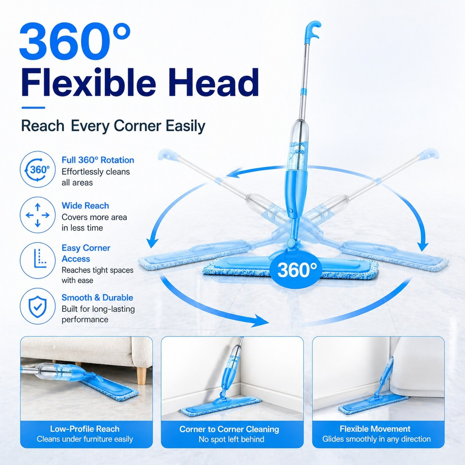 Image of UNETRI-PRO Spray Mop for Floor Cleaning| Effortless cleaning for Tiles,Marble,Wooden Floors Wet & Dry Mop