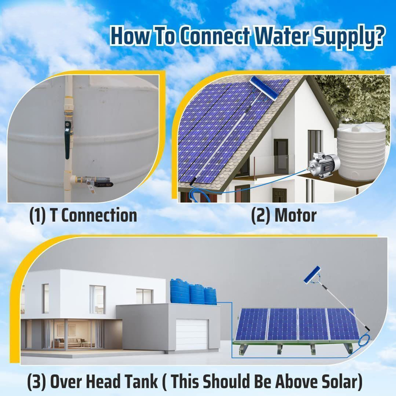 Image of balajiecom 6MTR Solar Panel Cleaning Kit Heavy-Duty Water Brush & Aluminium Telescopic Pole Wet & Dry Mop