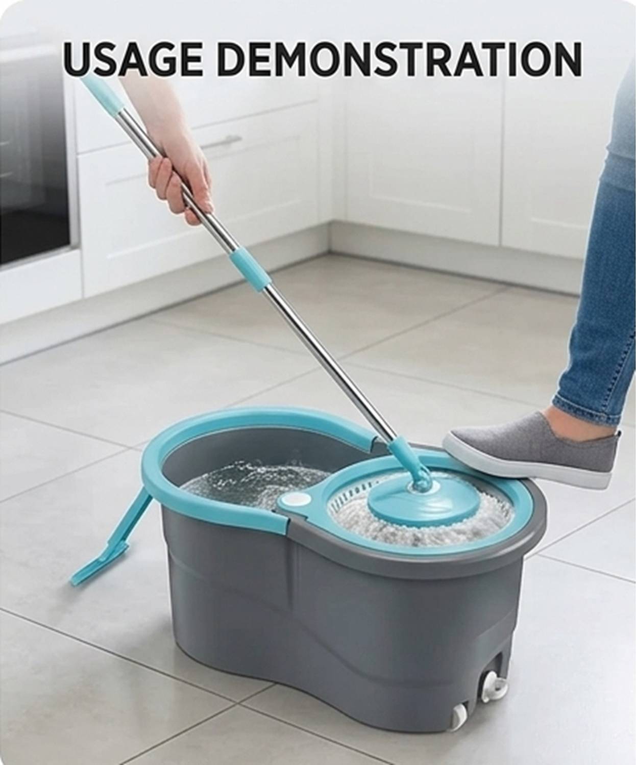 360 CLEANING MOP SET FLOOR CLEANING COMES WITH 1 MICROFIBER REFILL Mop Set - Image 4