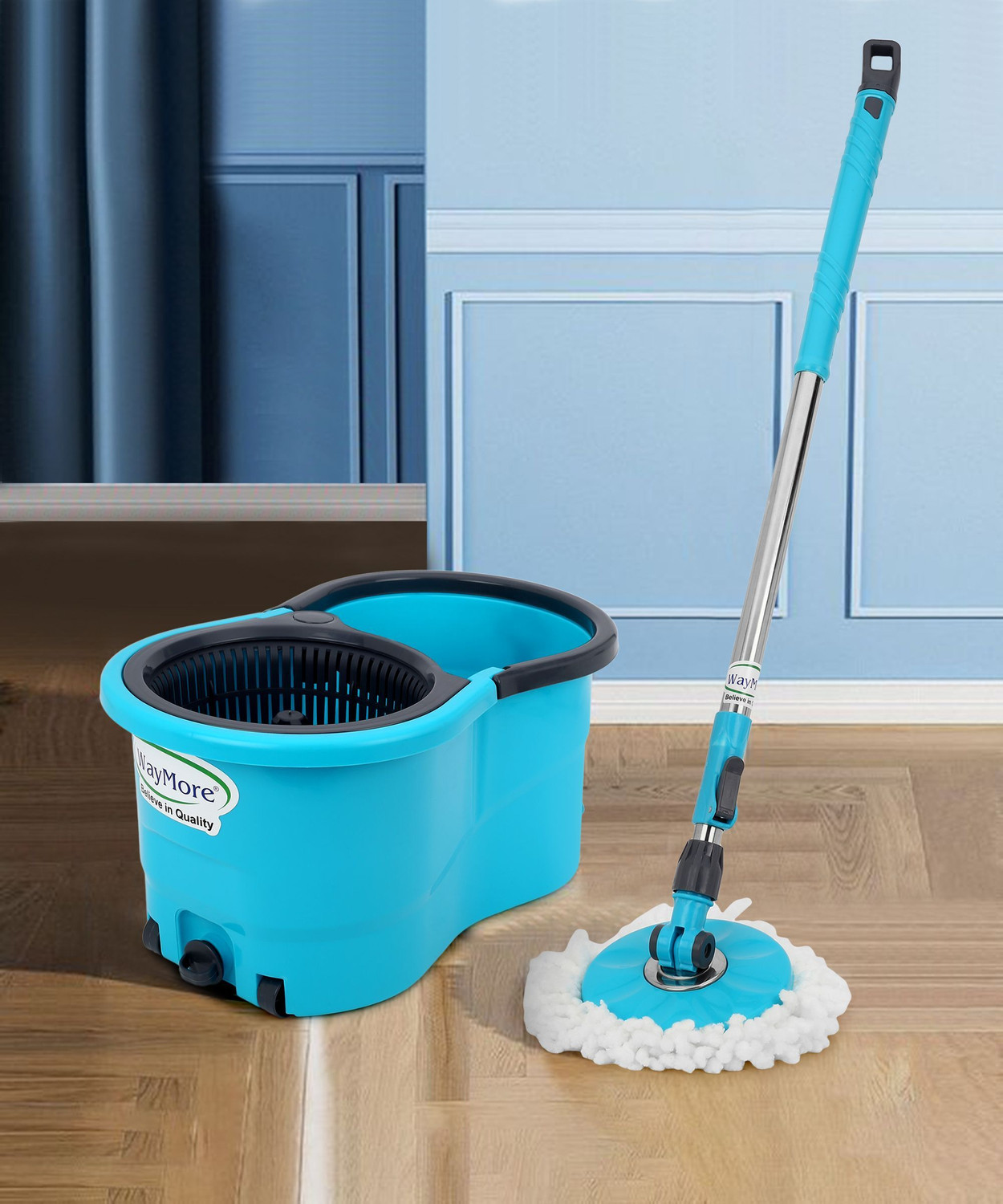 Image of Flipkart SmartBuy Amazing Smart Easy To Clean Floor Magic Bucket 2 Absorbers, Mop Set