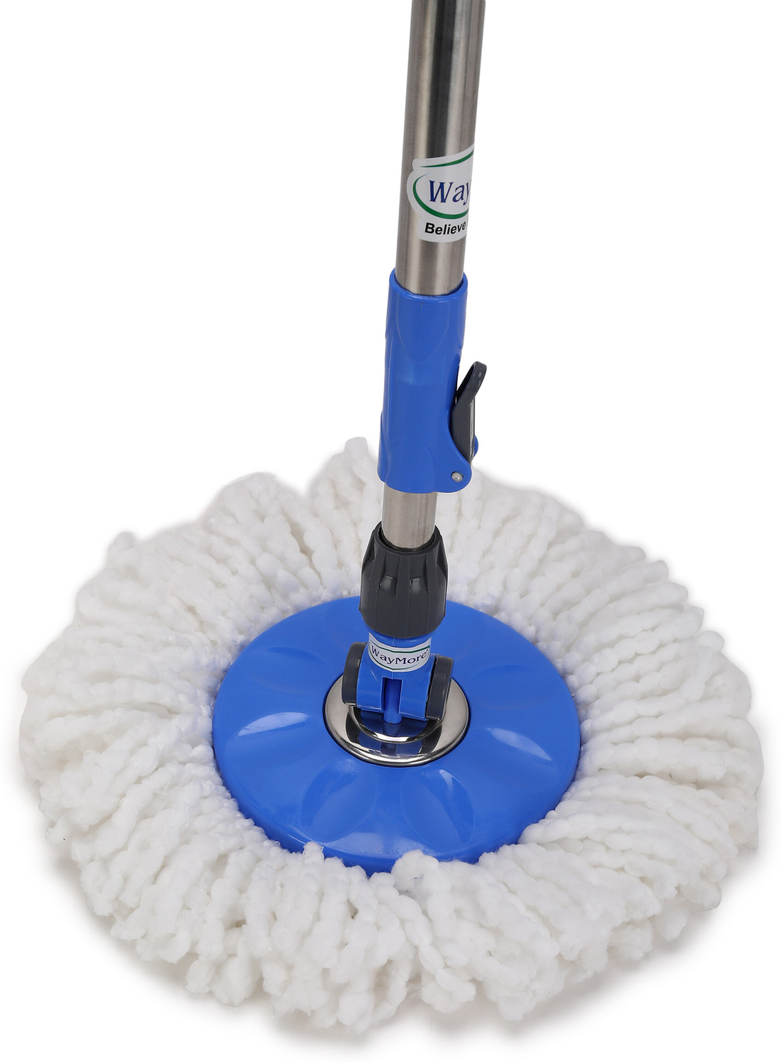 Image of Flipkart SmartBuy Mop Rod Stick Stainless Steel with 1 Refill 360 Rotating Pole Microfibre Wet Brush