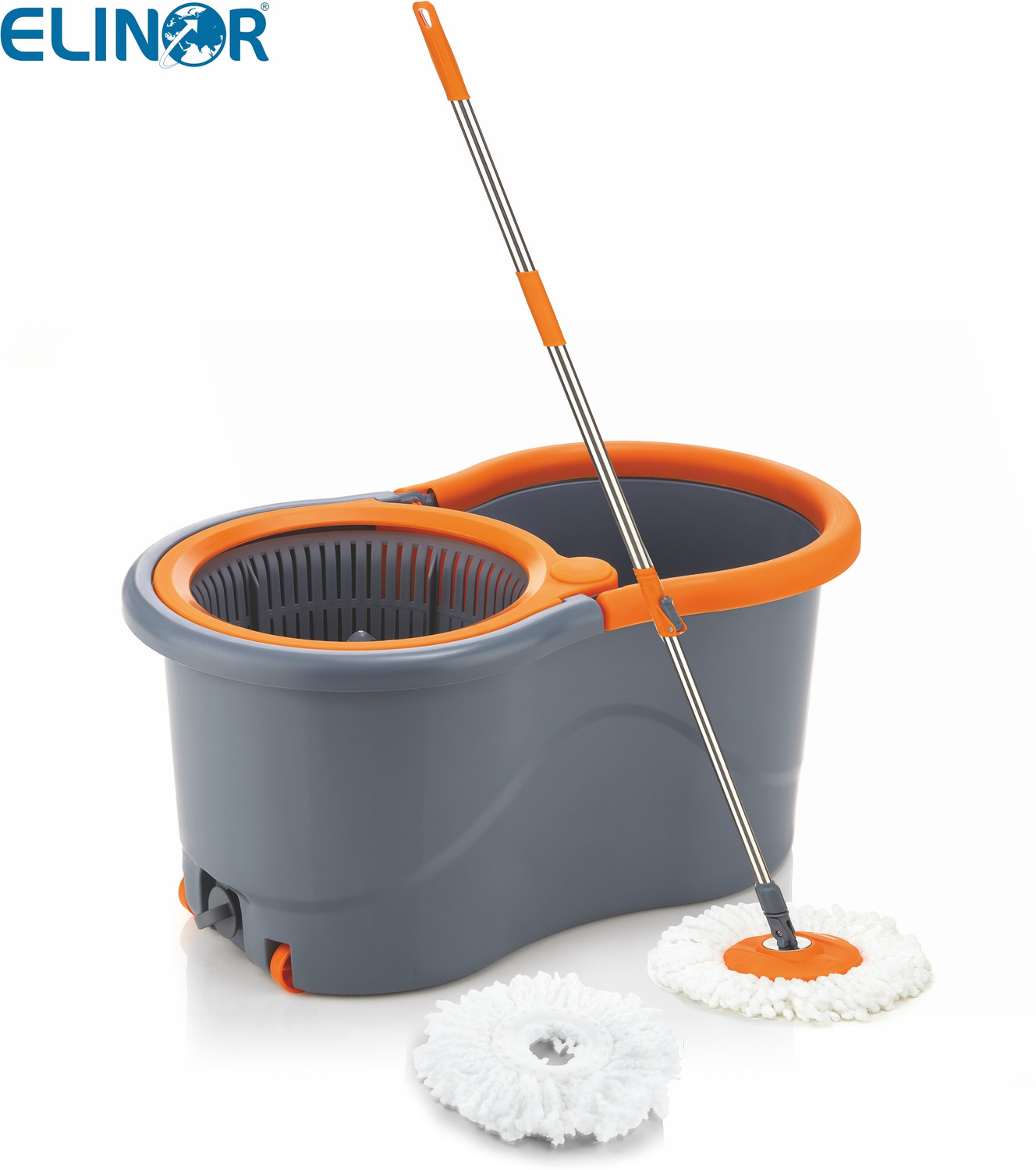 Image of ELINOR PLASTIC SPINNER BUCKET MOP 360 REVOLVING CLEANING MOP WITH 2 MICROFIBER REFILL Mop Set