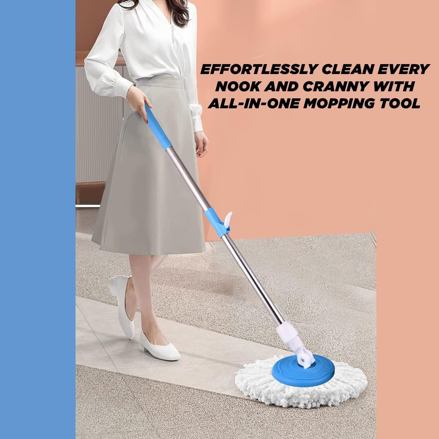 Image of SST Eco Spin Mop-Rod Stick, Mop Head And 3 Refill - Wet & Dry 360 Mops Pocha Mop Set