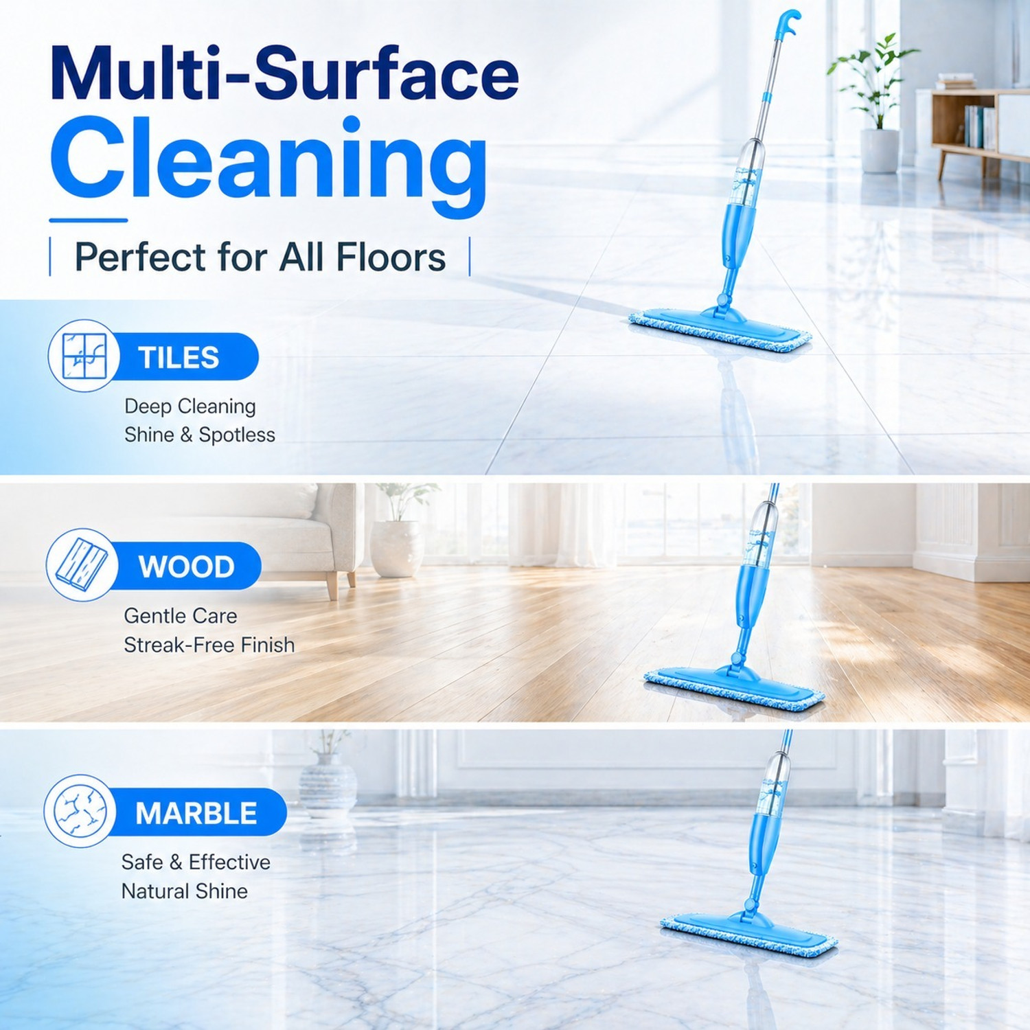 Image of UNETRI-PRO Spray Mop for Floor Cleaning| Effortless cleaning for Tiles,Marble,Wooden Floors Wet & Dry Mop