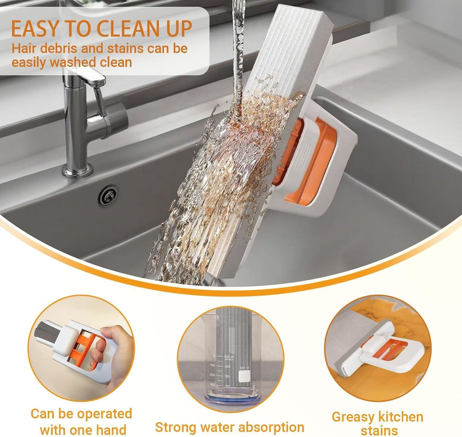 Image of Tvameka Tvameka Mini Foldable Desktop Mop Self‑Squeeze and Sponge Mop Sponge Mop
