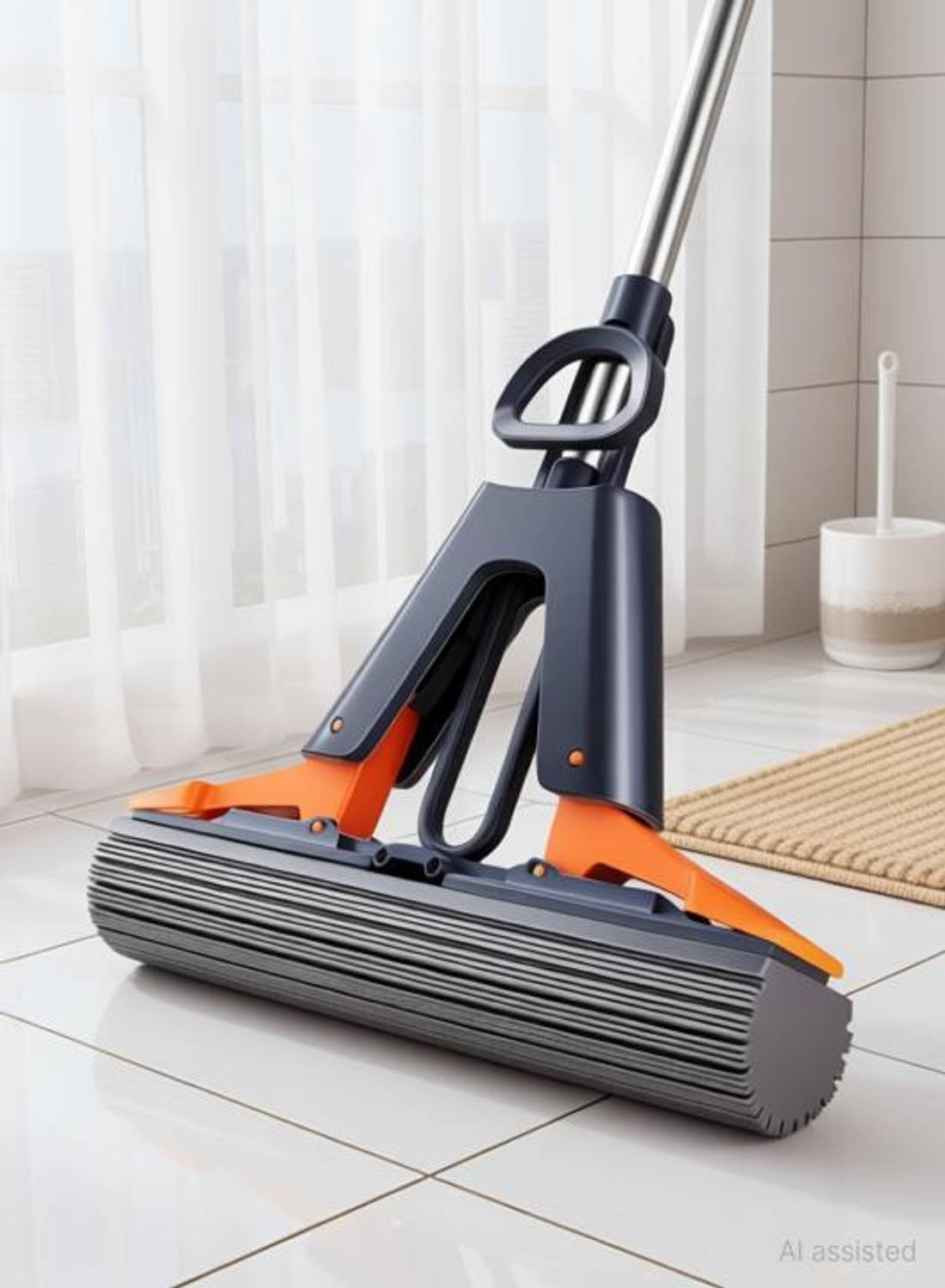 Burmy Squeeze Roller Mop with 1 Super Absorbent PVA Sponge Wet & Dry Mop