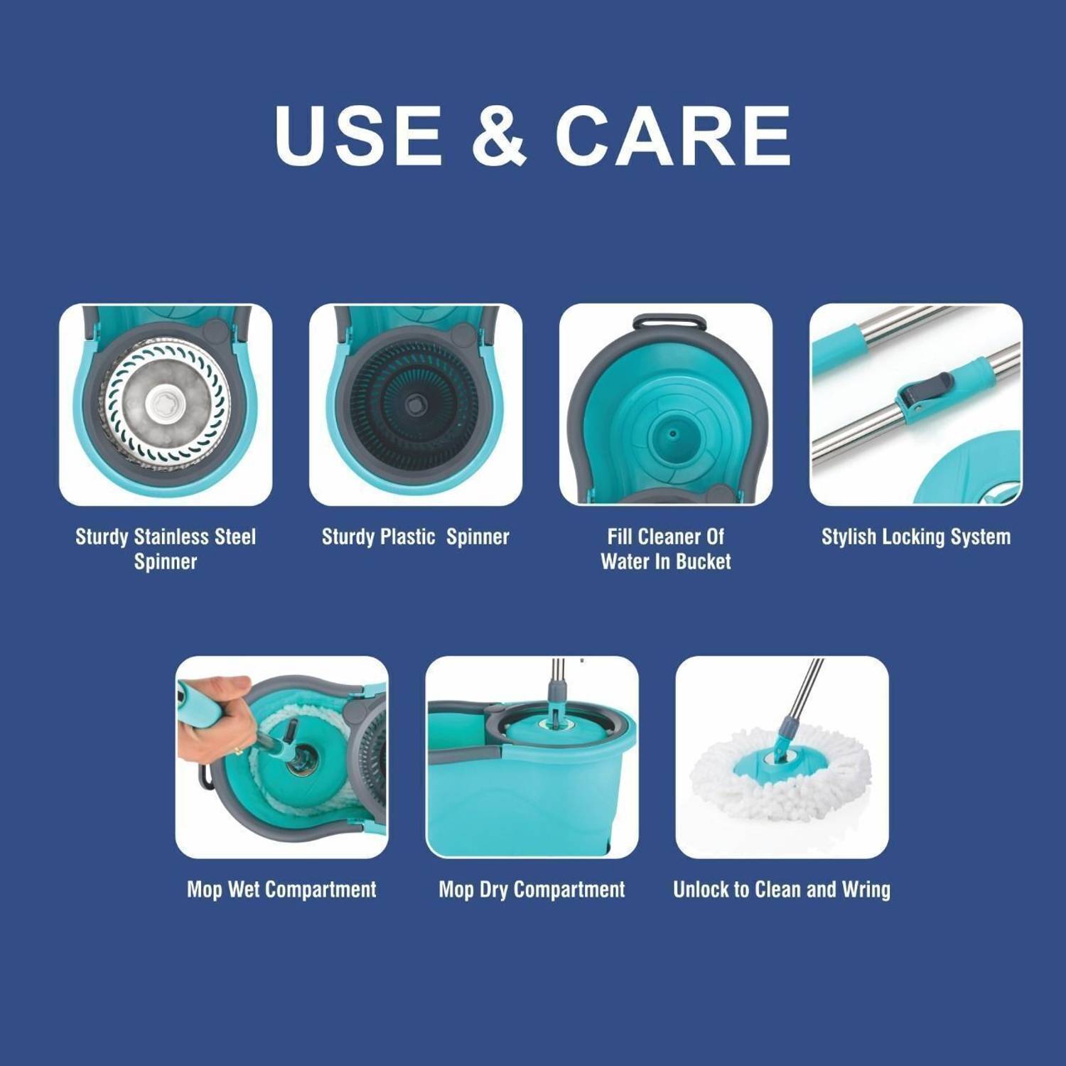 Flipkart SmartBuy Blue Microfiber Mop Set - Image 2