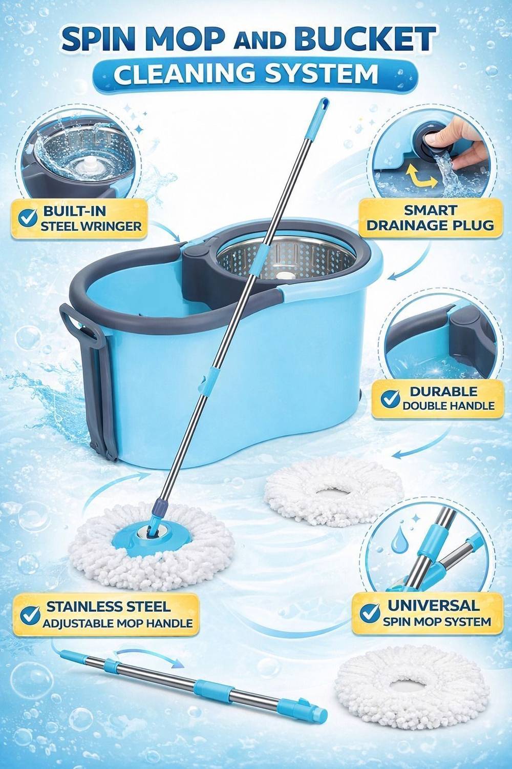 Flipkart SmartBuy Blue Microfiber Mop Set - Image 5