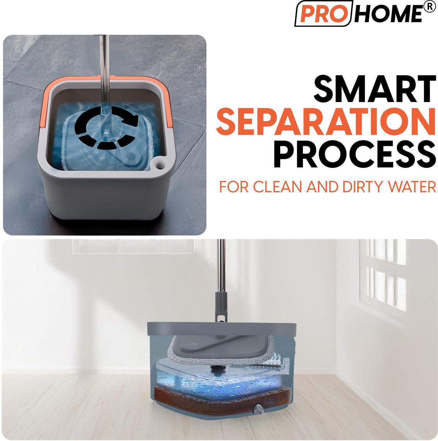 Image of ProHome Easy Press Flat Mop & Bucket Set Mop Set