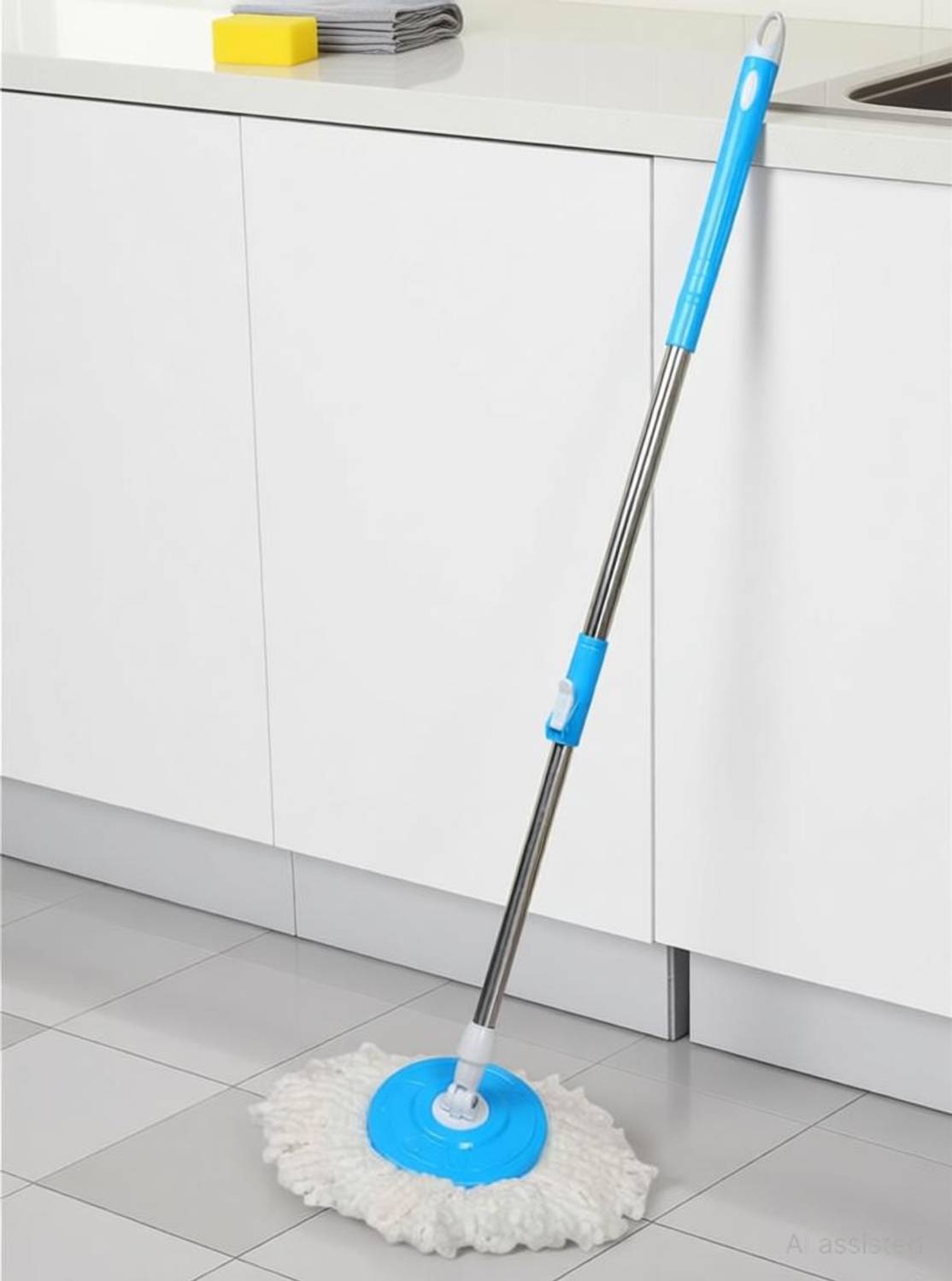 Aknileo Floor Cleaner Mop Stick Rod Stainless Steel Mop Handle with One Refill Mop Rod