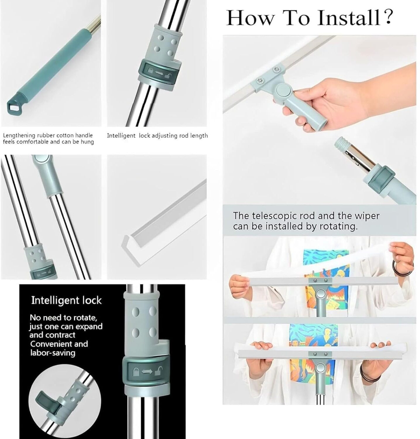Image of ZEBREOLINE Floor Wiper with Silicone Blade Magic Broom Water Squeegee for Floor Cleaning Floor Wiper