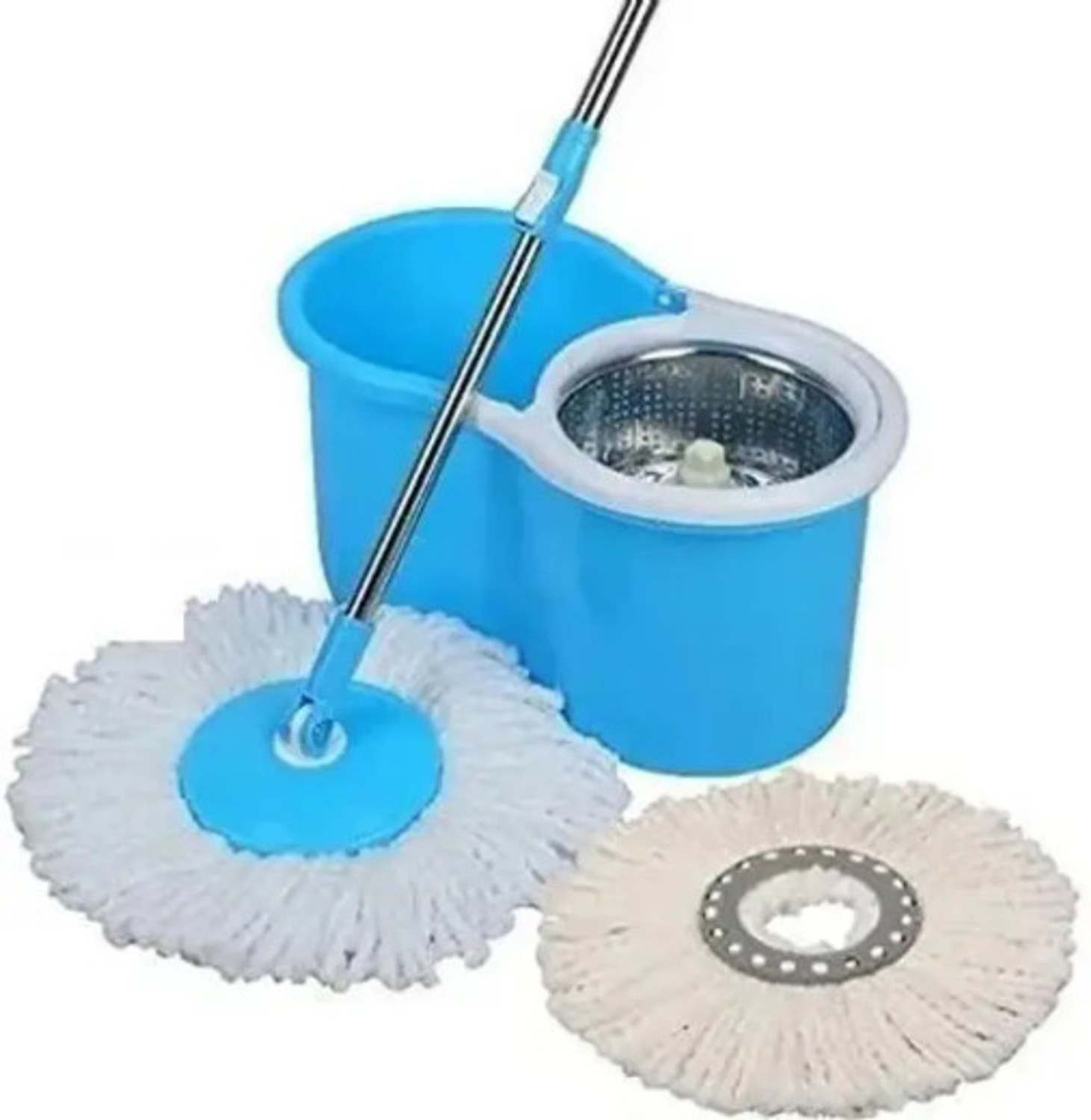 Image of Ayush Premium Steel Sprinkler 2 Microfiber refills Blue Colour Mop Set