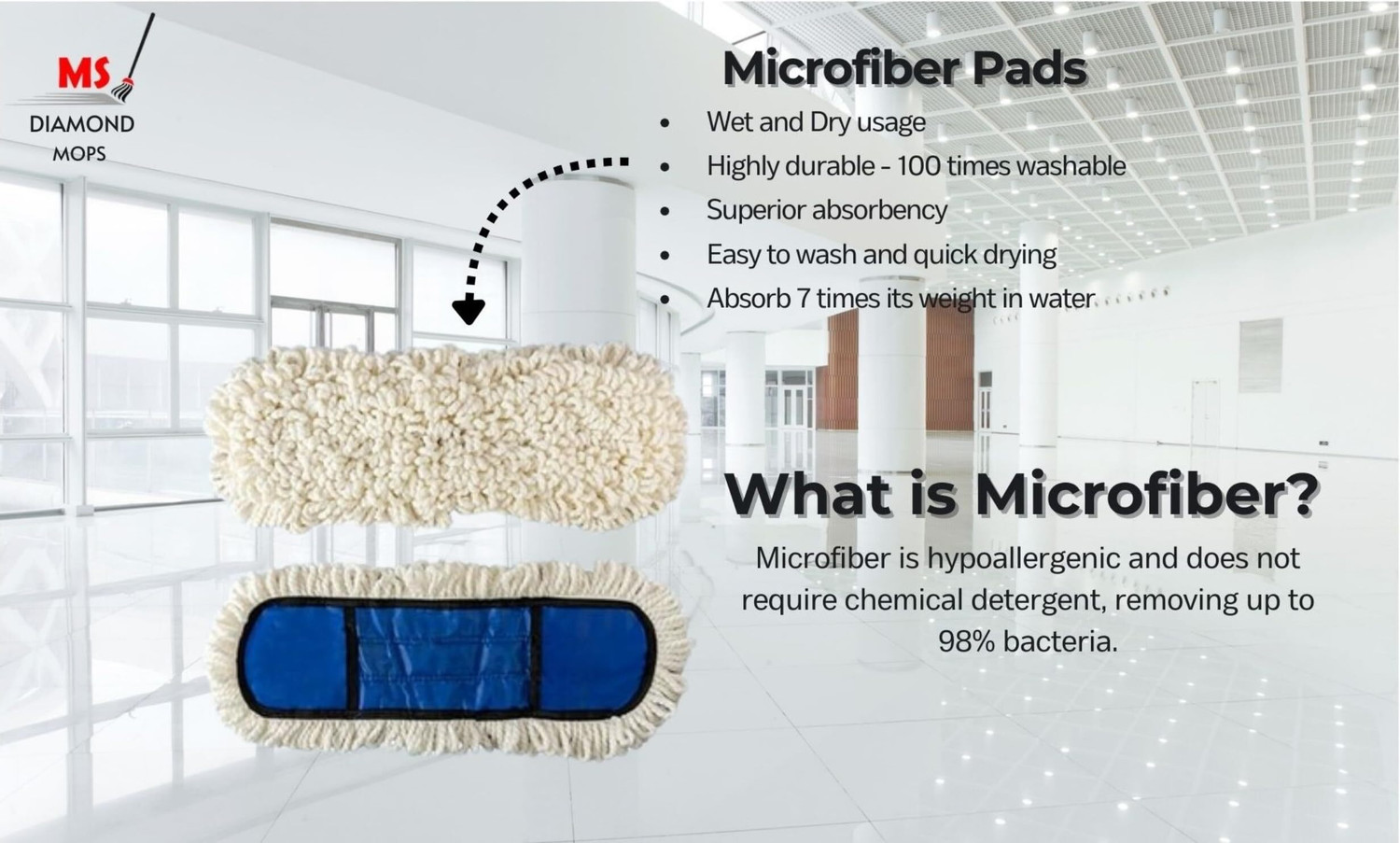 Image of MS Diamond Wet & Dry Flat Floor Cleaning Mop Refill Refill
