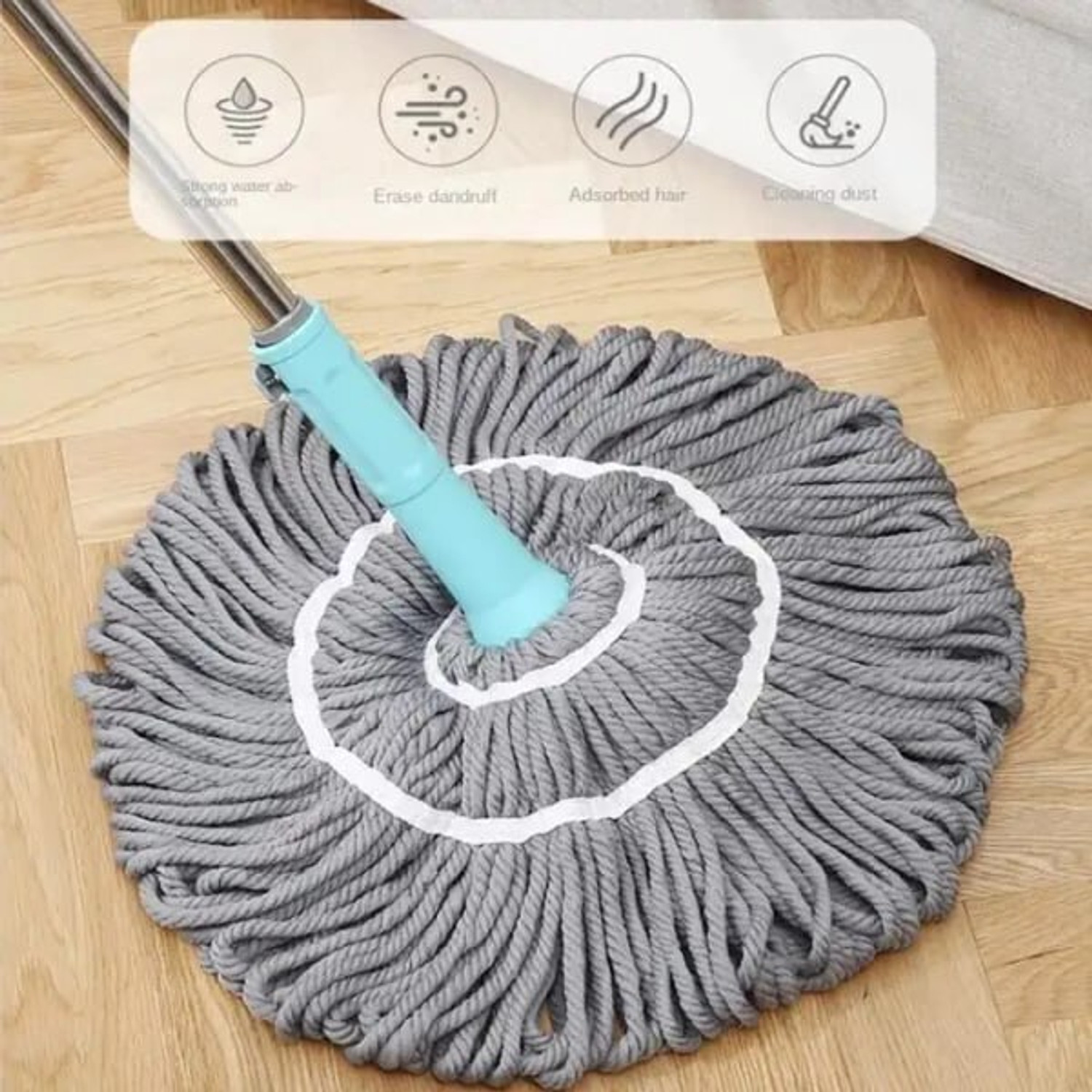 Image of MORDAK Twist Mop wiper Microfiber Twisting Mop Extendable Steel Handle Floor Wiper