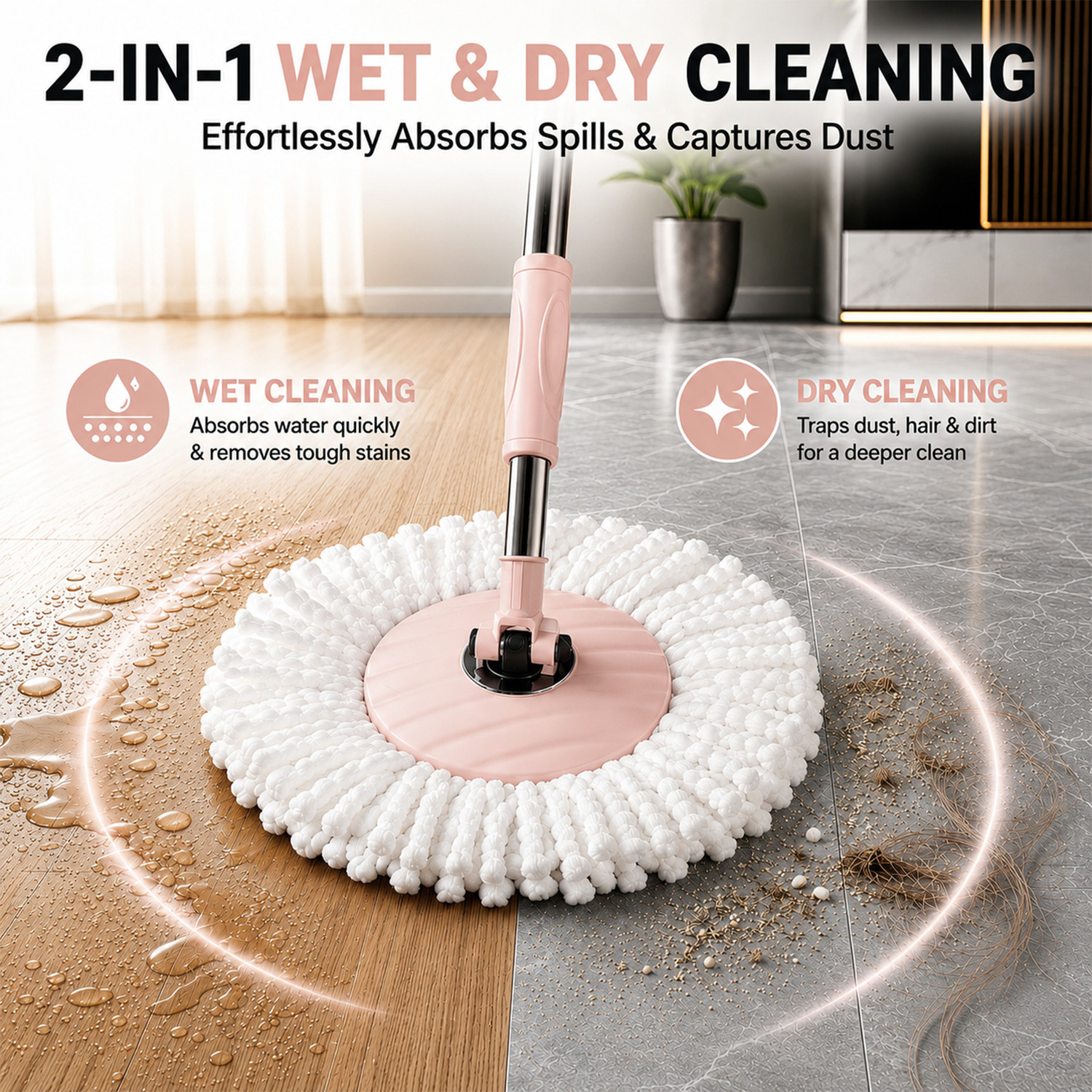 Image of MR. MOP 360 Spin Mop Bucket Set with 2 Refills, Home Cleaning Mop Machine Mop Set