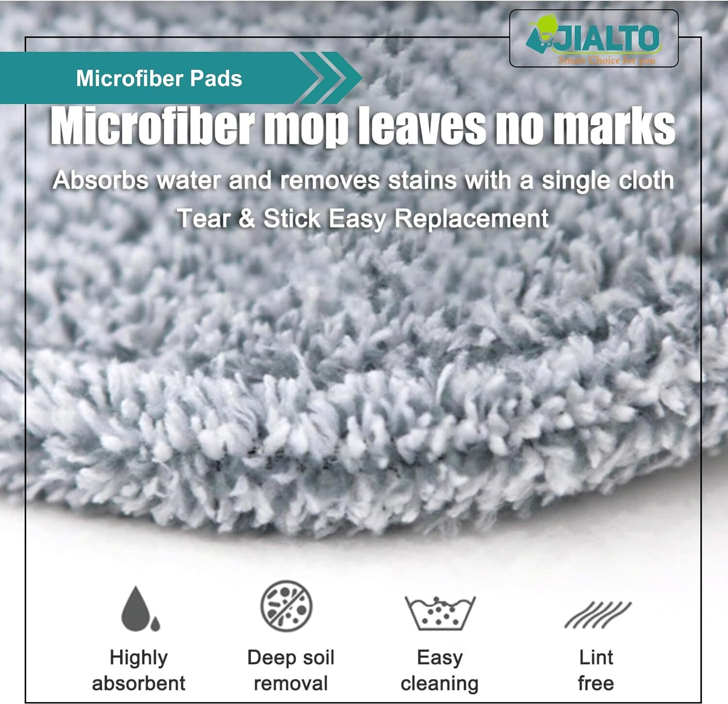 Image of JIALTO 360 Spin Mop Set with Square Bucket & 2 Microfiber Pads | Easy Floor Cleaning Wet & Dry Mop