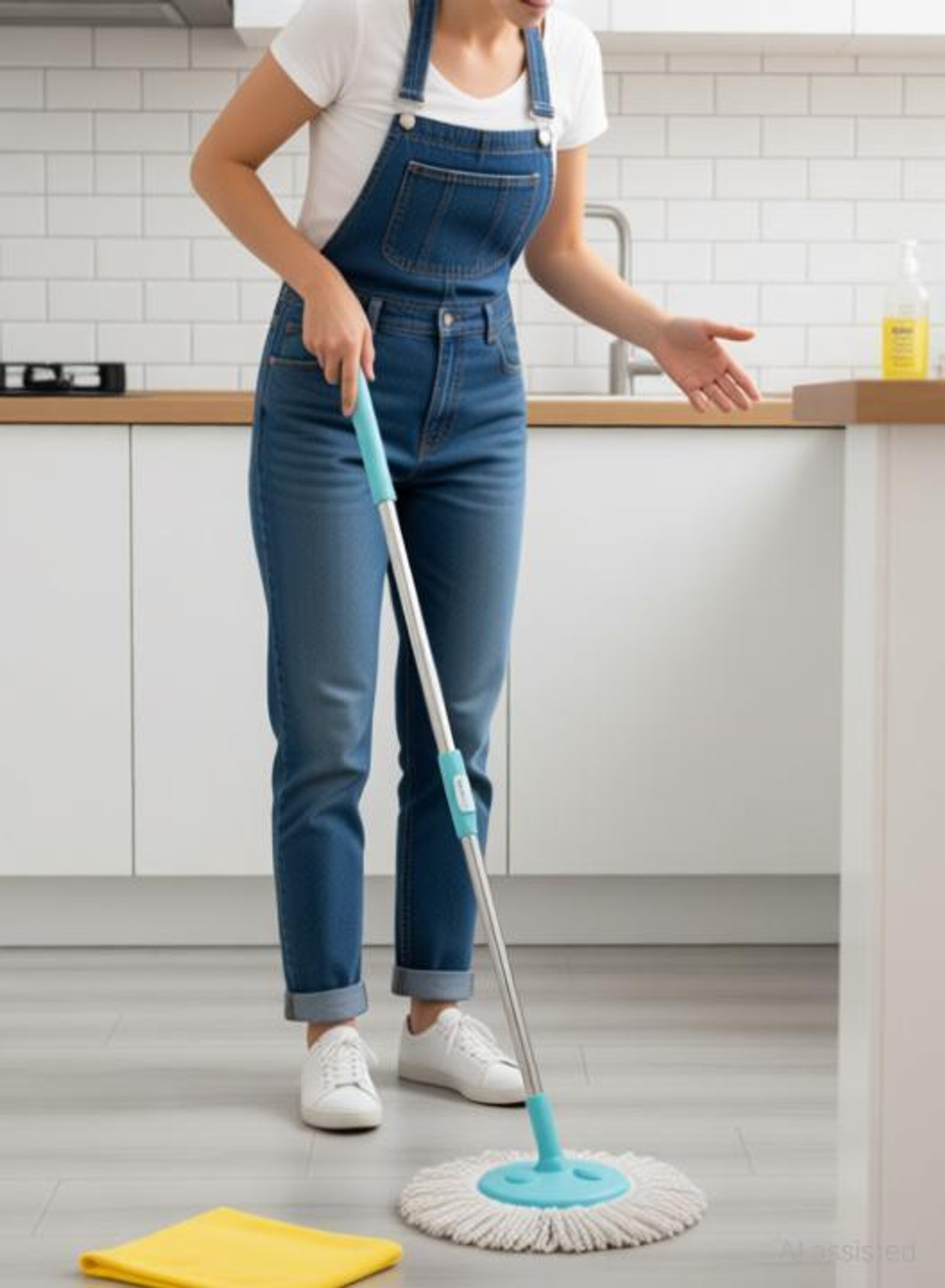 Image of SST Eco Spin Mop-Rod Stick, Mop Head And 3 Refill - Wet & Dry 360 Mops Pocha Mop Set