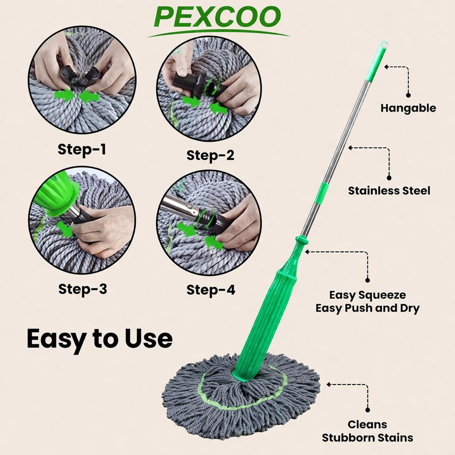 Image of PEXCOO Premium Microfiber Wet & Dry Floor Mop Wet & Dry Mop