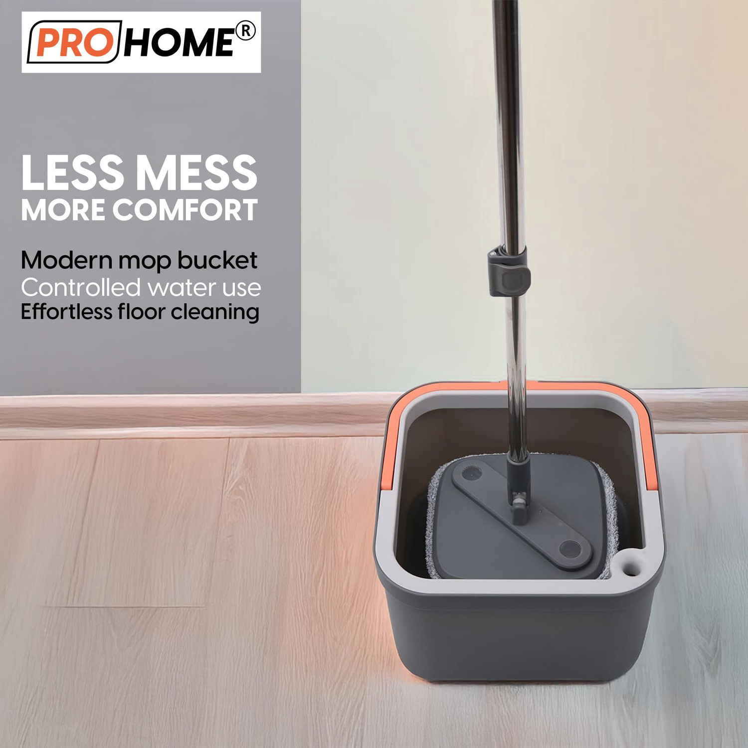 Image of ProHome Easy Press Flat Mop & Bucket Set Mop Set