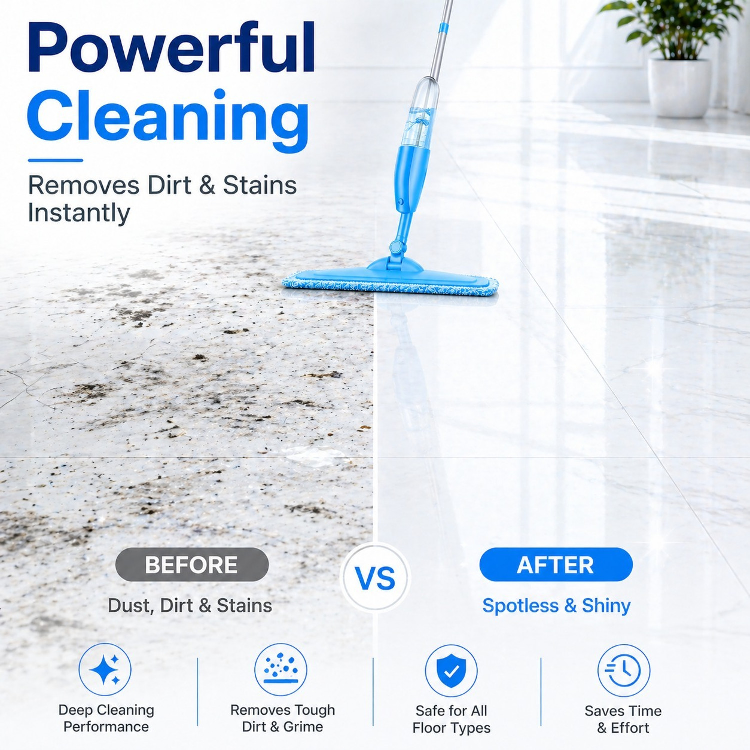Image of UNETRI-PRO Spray Mop for Floor Cleaning| Effortless cleaning for Tiles,Marble,Wooden Floors Wet & Dry Mop