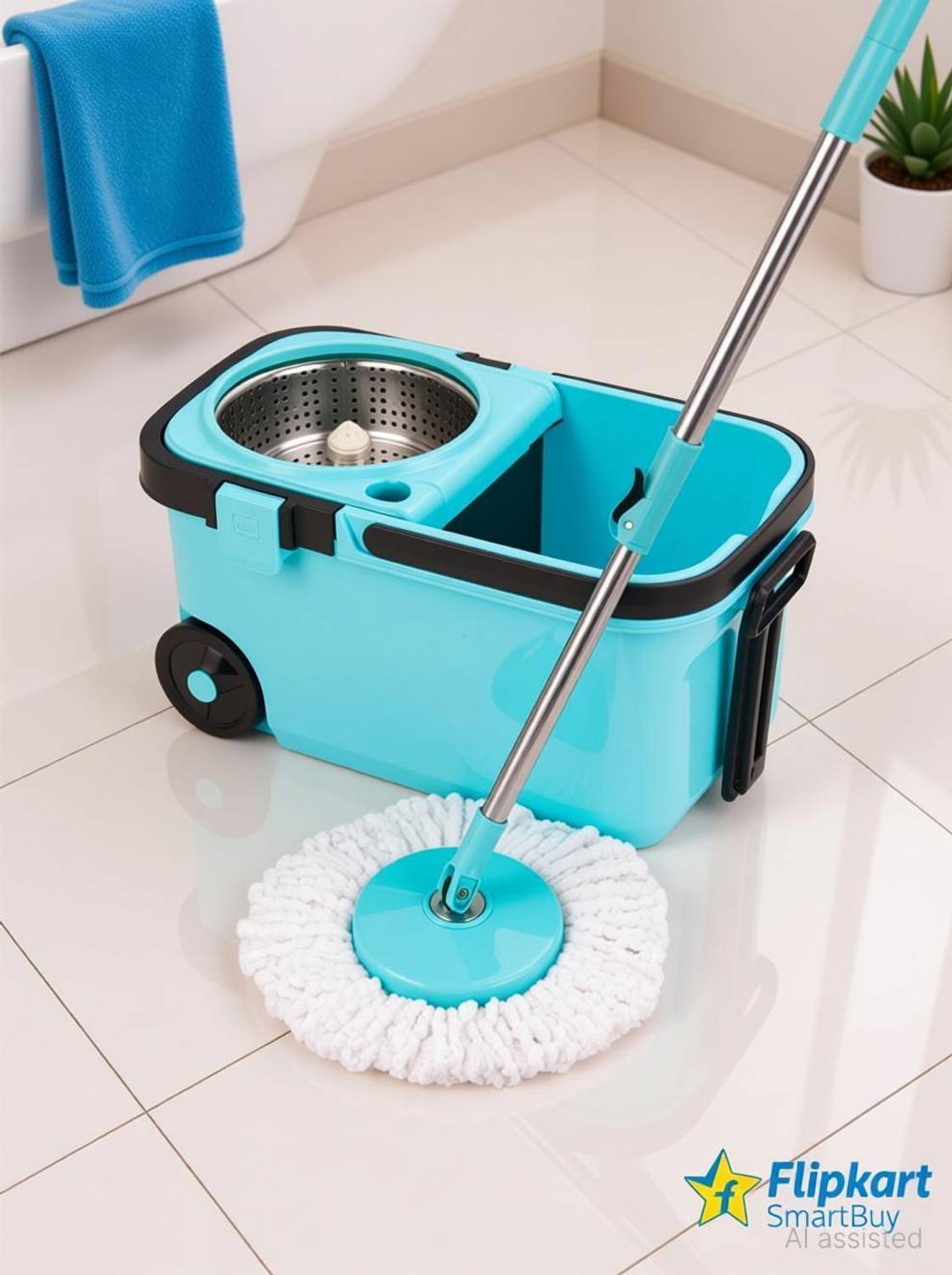 Flipkart SmartBuy 360 Degree Bucket Mop with Steel Spinner - Image 2