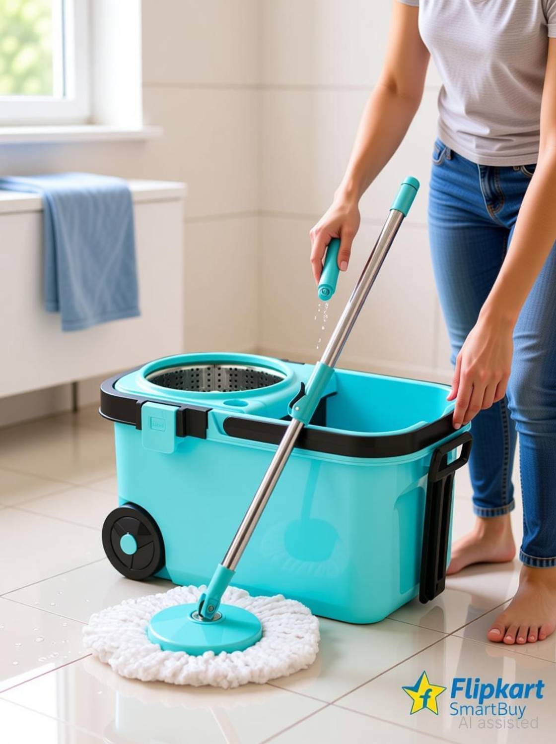 Flipkart SmartBuy 360 Degree Bucket Mop with Steel Spinner - Image 3