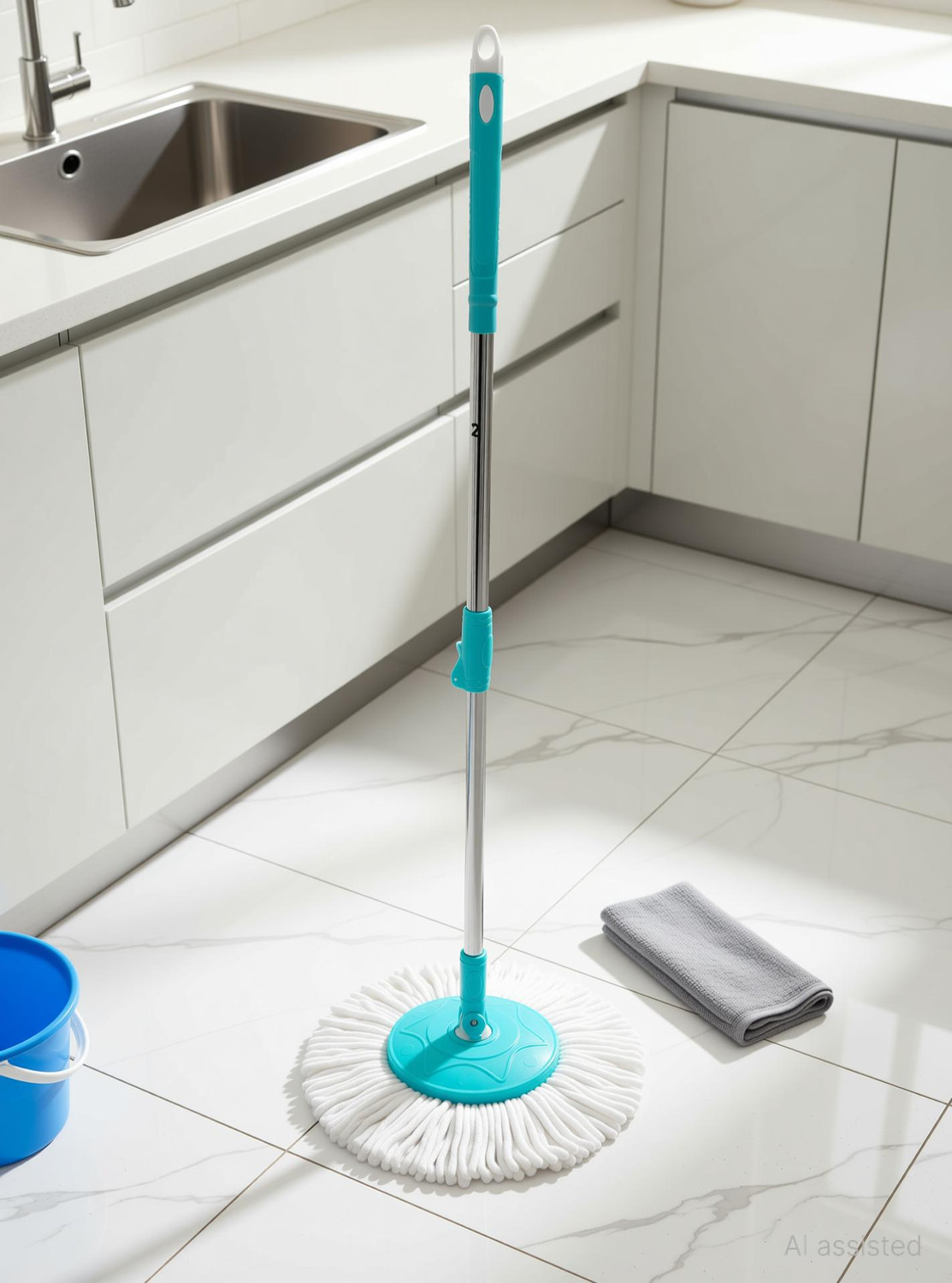 Image of Pranay's Kleanup Super Spin Mop-Mop Stick|Wet & Dry Cleaning Mop|Mops Pocha 1 Microfiber Refill Mop Set