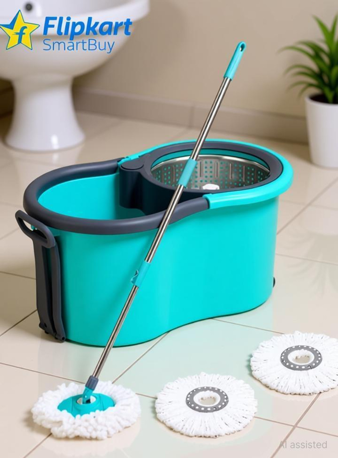 Image of Flipkart SmartBuy 360 CLEANING MOP SET FLOOR CLEANING COMES WITH 3 MICROFIBER REFILL AND MOP STICK Mop Set